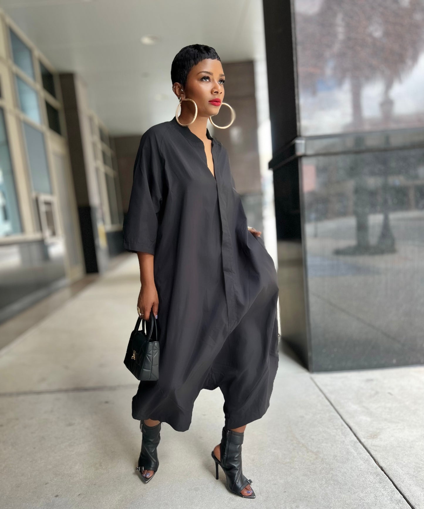 Black Ola Jumpsuit (One size up to 14)