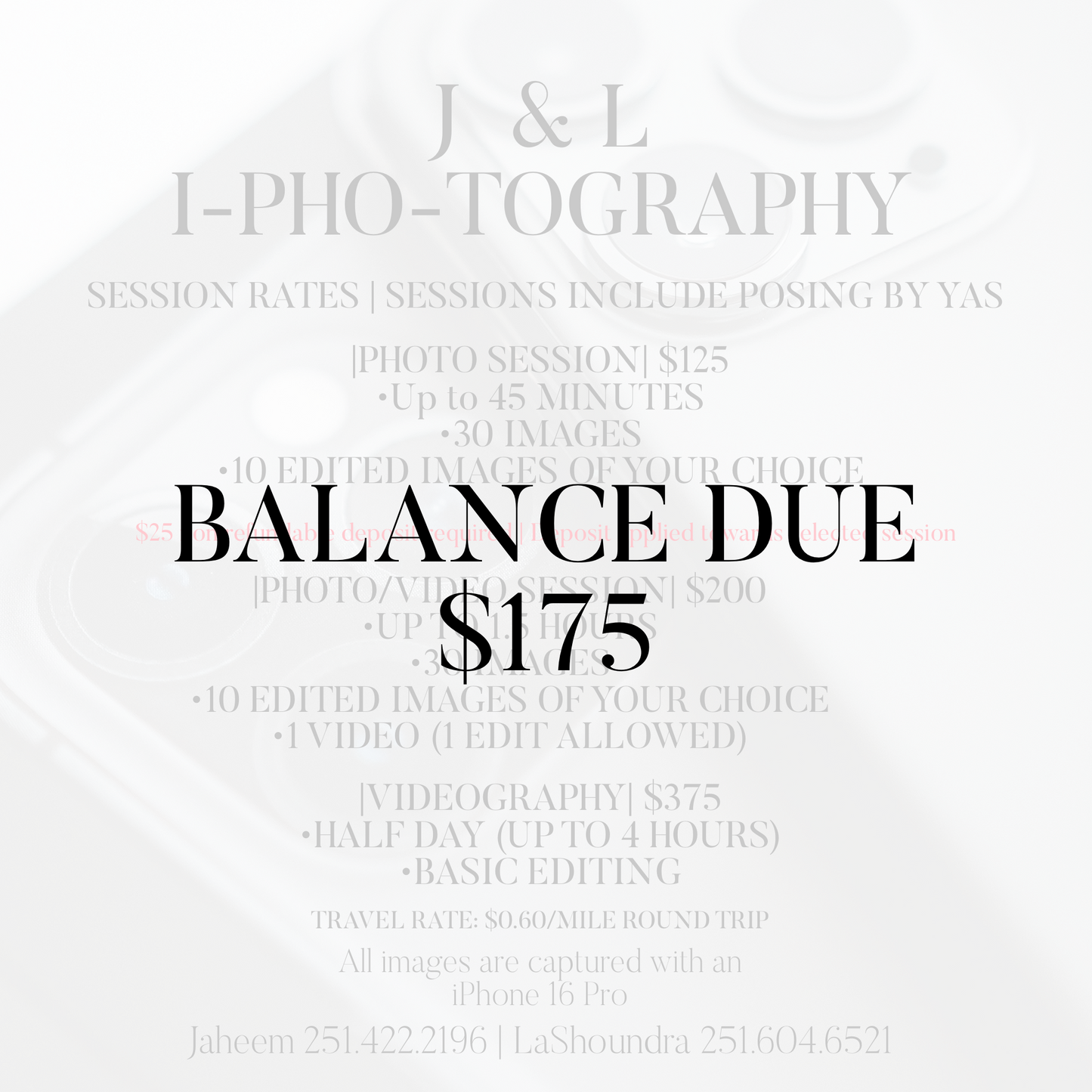 Balance Due $175