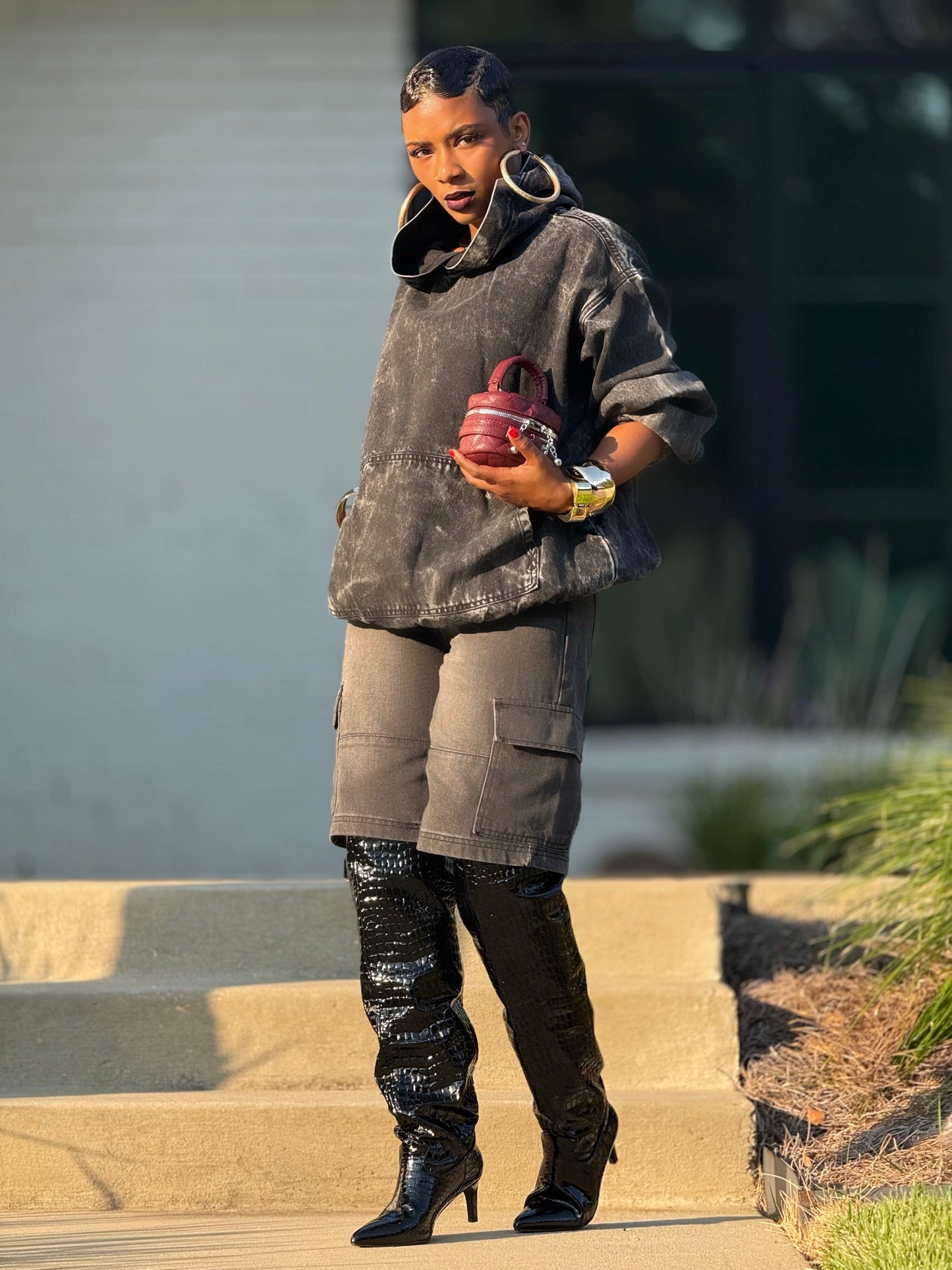 Runway Black Relax Denim Hoodie (Available in 3X)