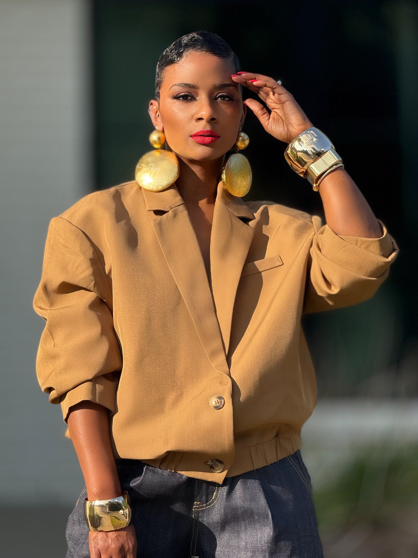 Highbury Latte Blazer (Available in 3X)