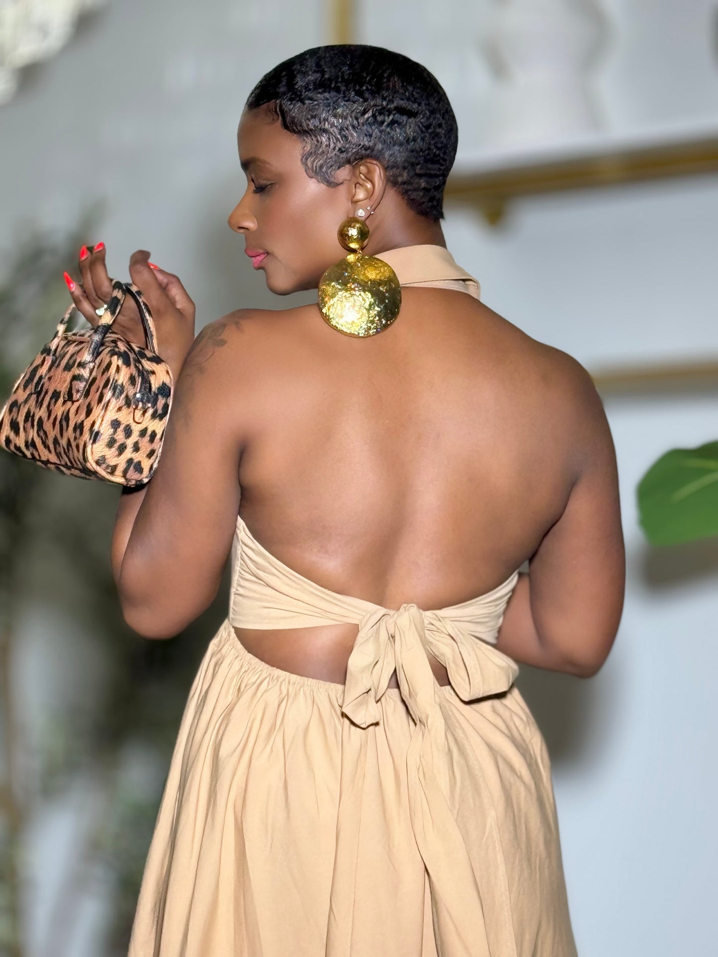 FD Dalat Khaki Halter Maxi