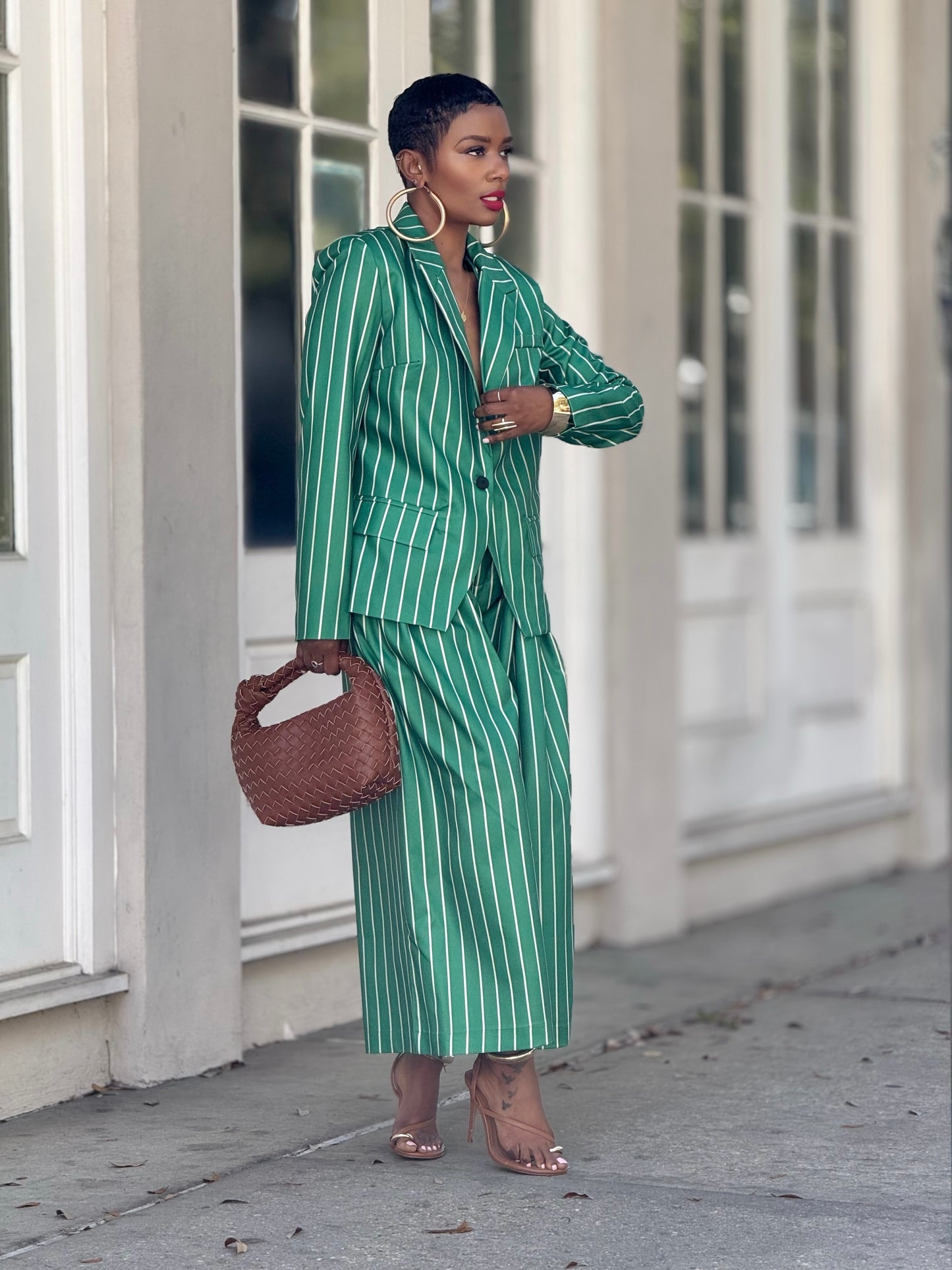 YAS EDIT Green Alari Striped Suit