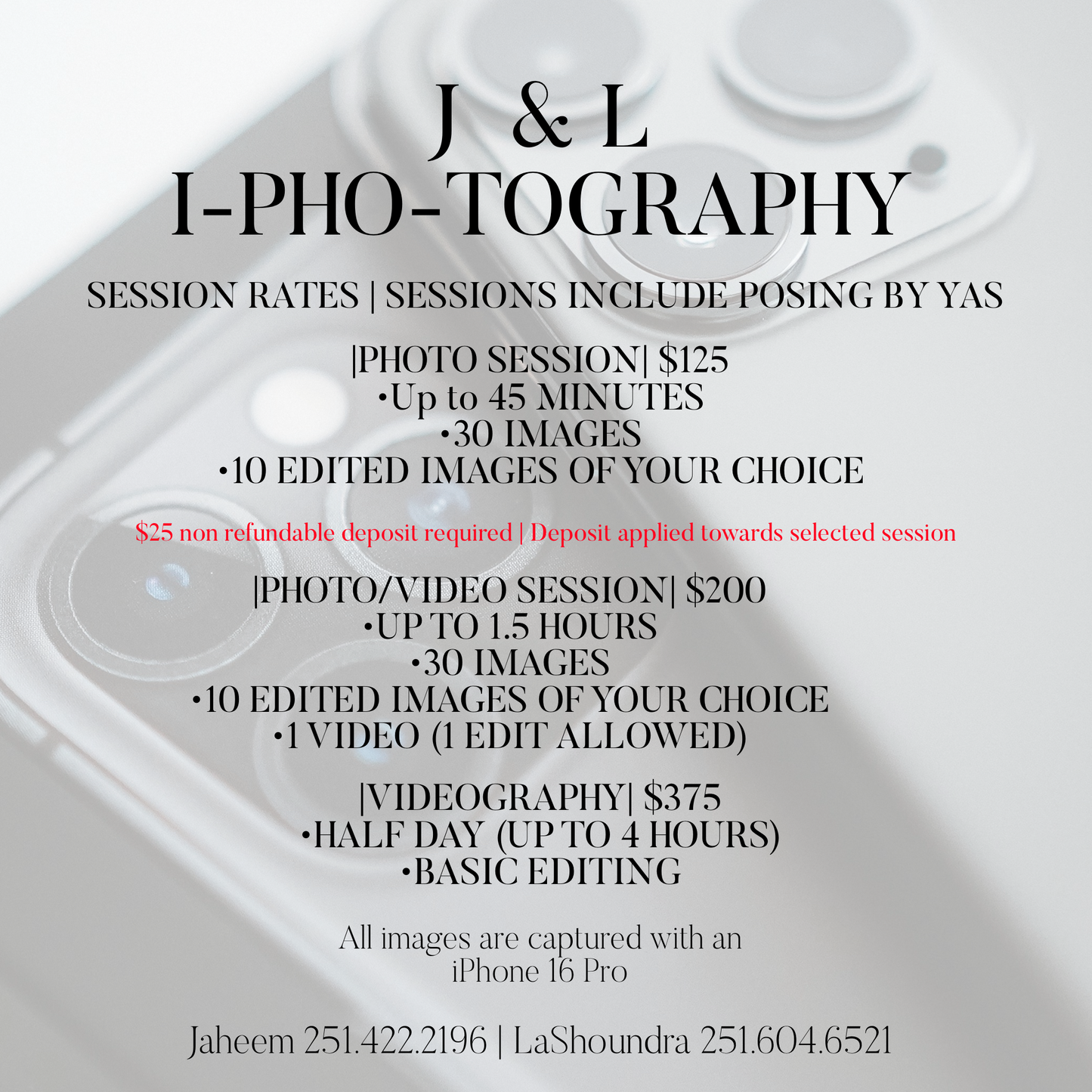 Photography Deposit