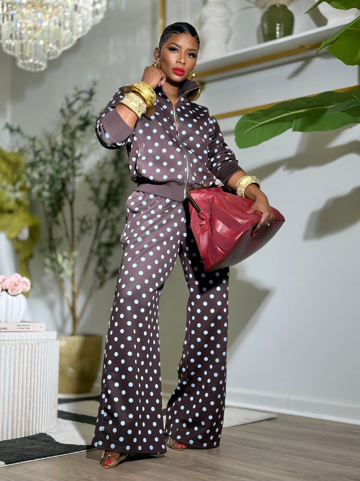 Madison Polka Dot 2-Piece Pant Set (Available in XL)