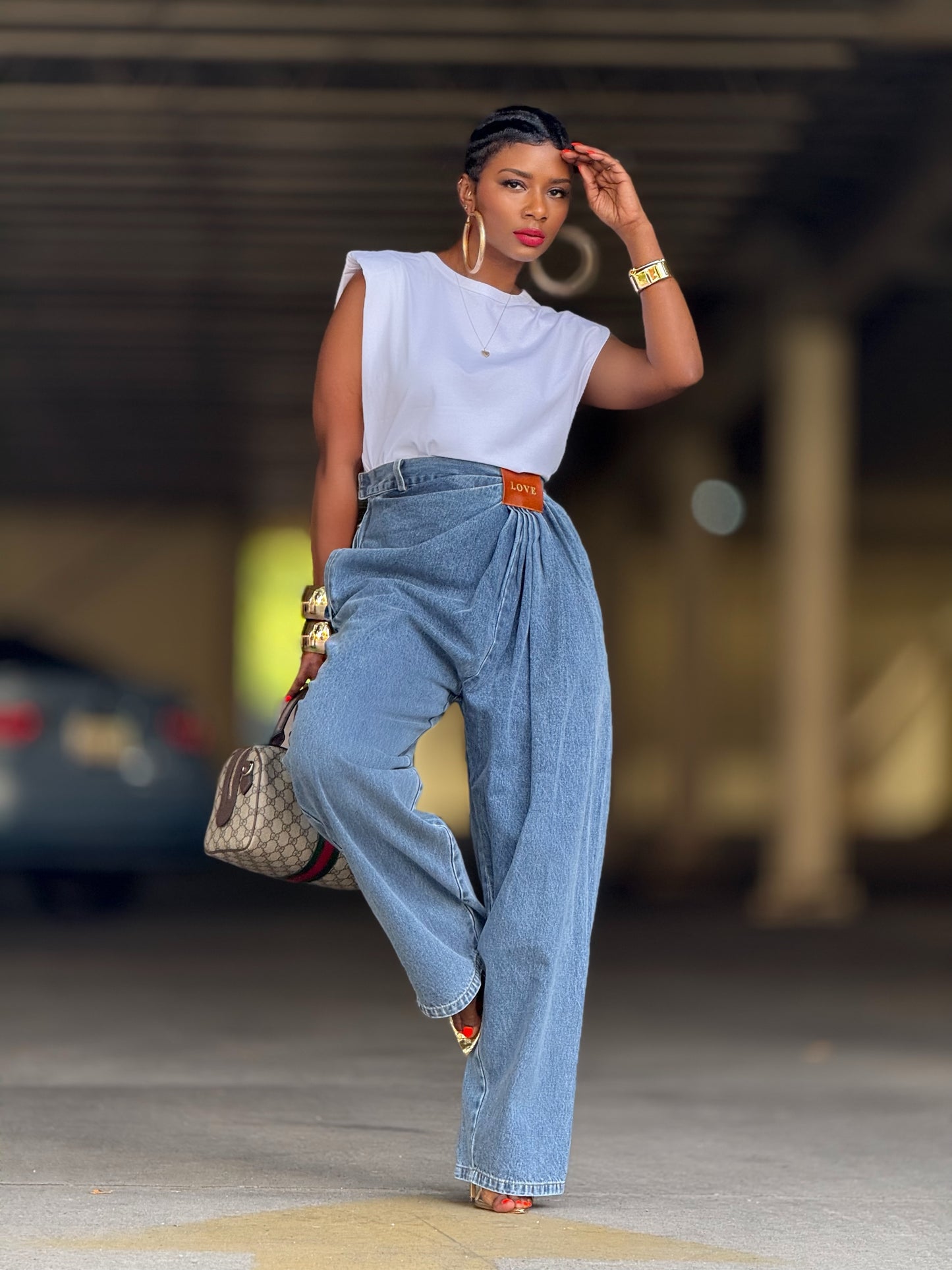 YAS Wrap Layered Denim (Available in XXL)