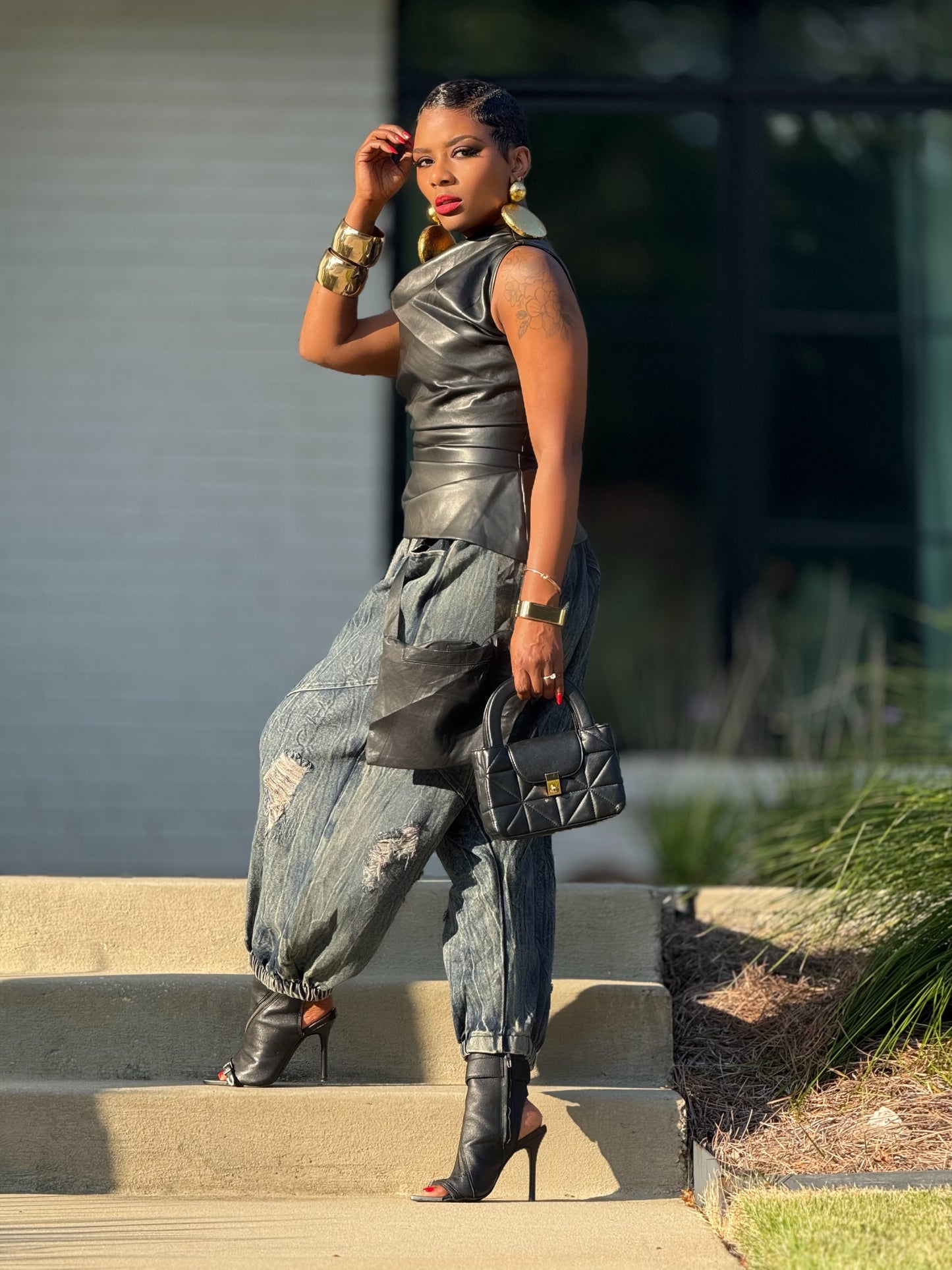 Dion Leather Harem Denim (One size up to 14)