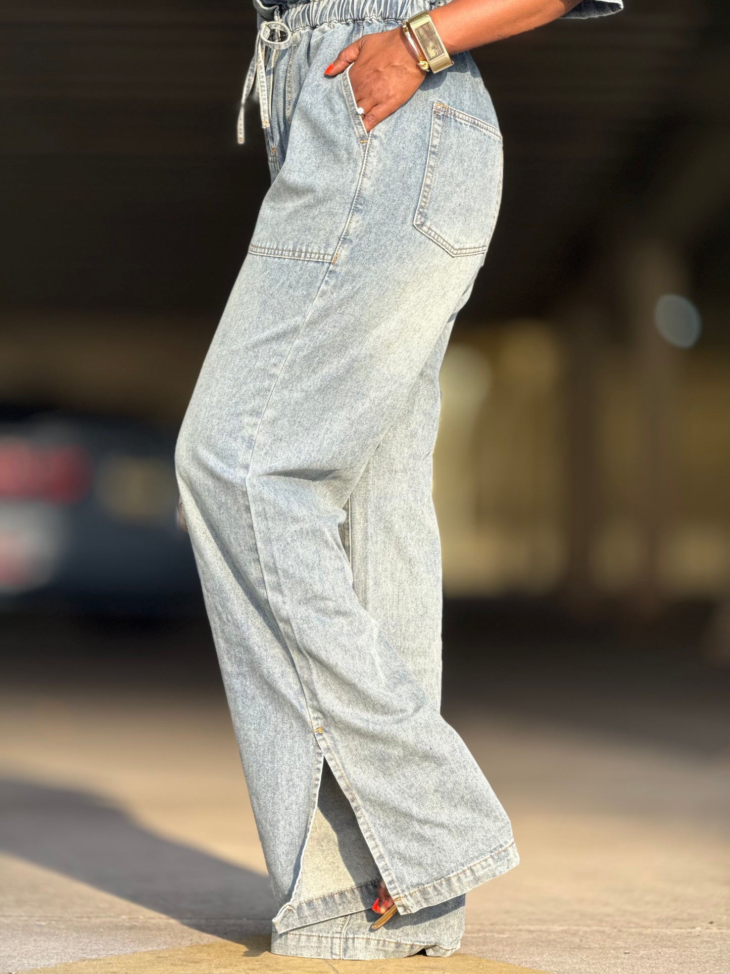 Denim NYFW Jumpsuit (Available in 3X)