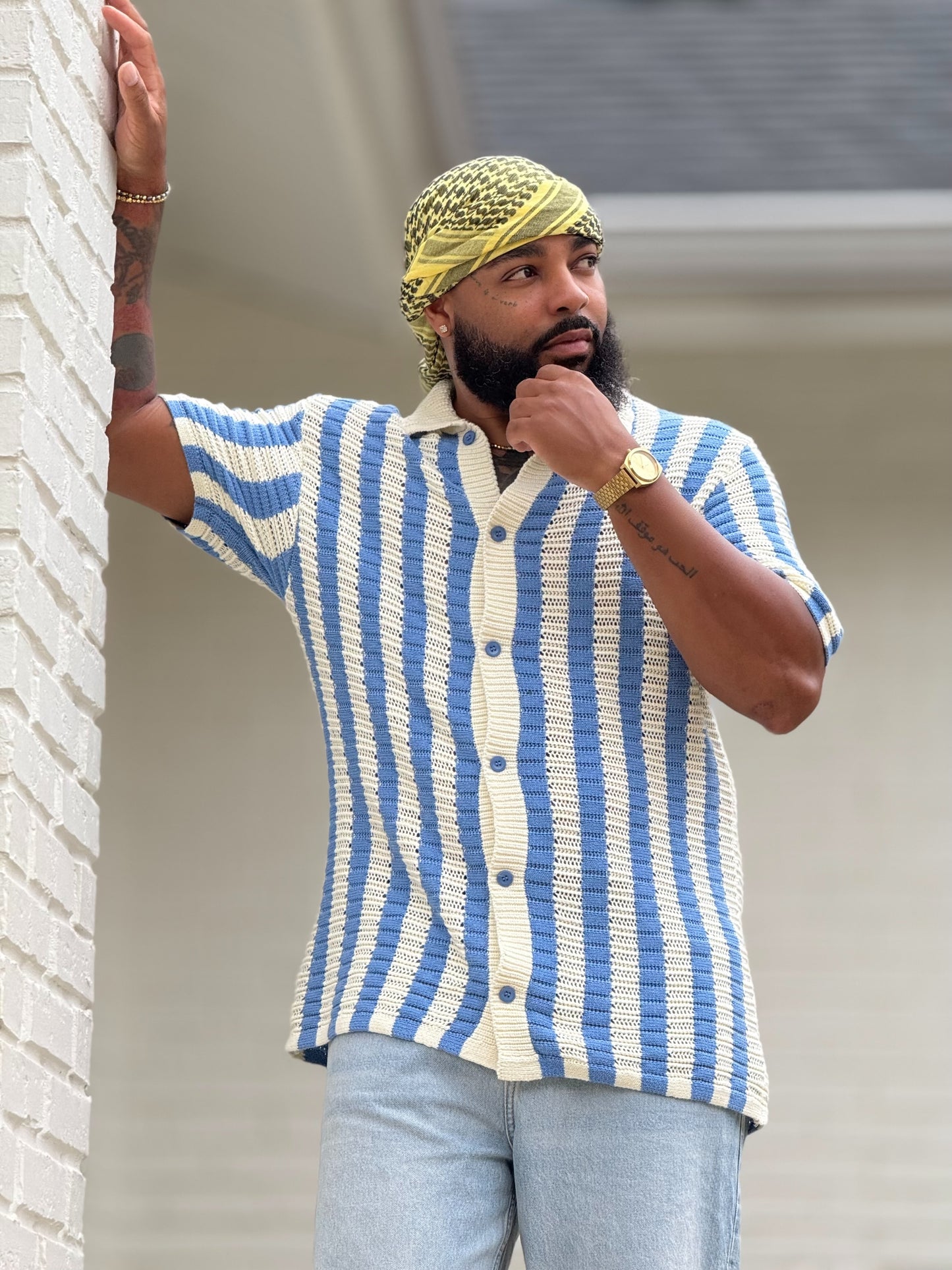 JH Men Barry Blue Knit Top