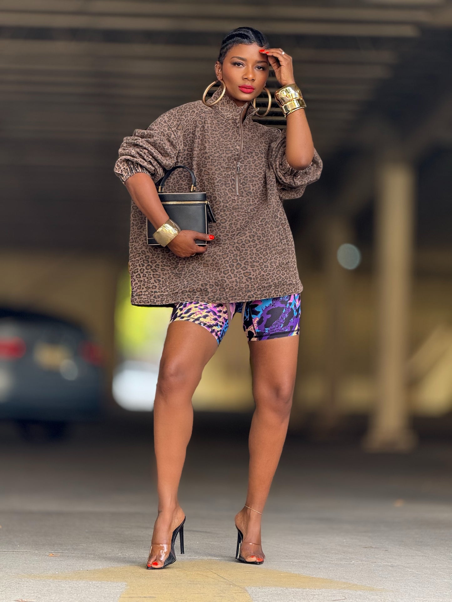 Runway Leopard Denim Pullover (Available in 3X)
