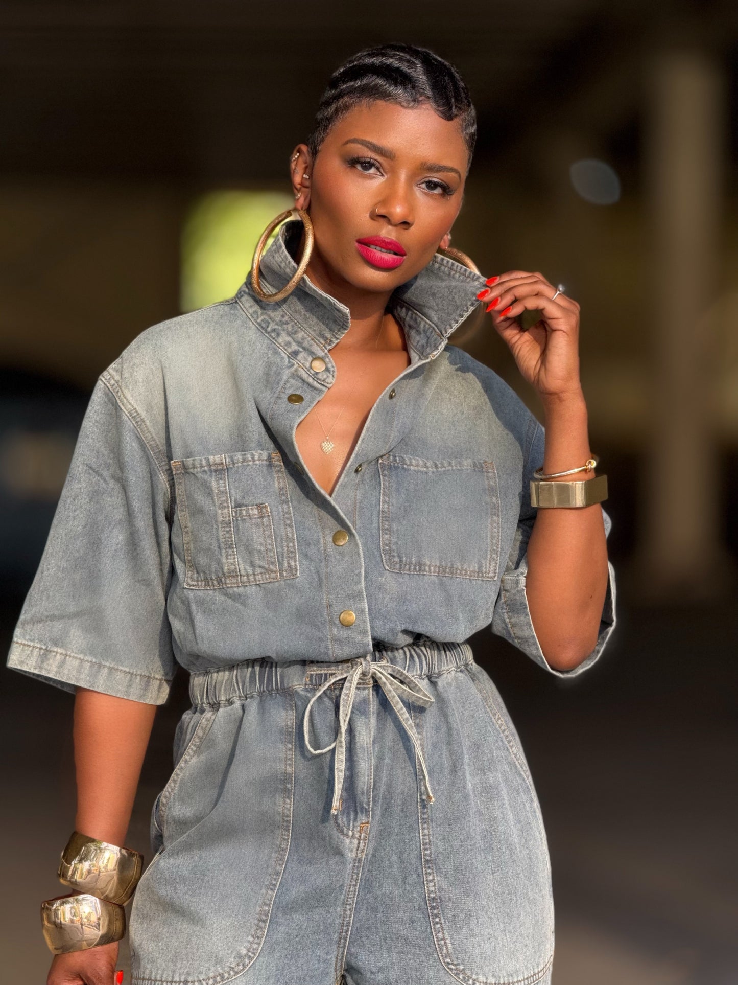 Denim NYFW Jumpsuit (Available in 3X)