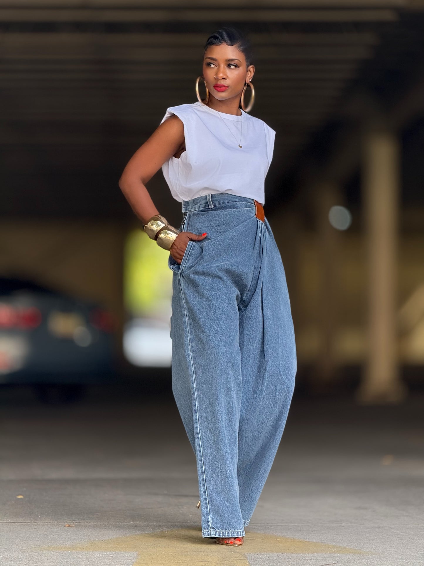 YAS Wrap Layered Denim (Available in XXL)
