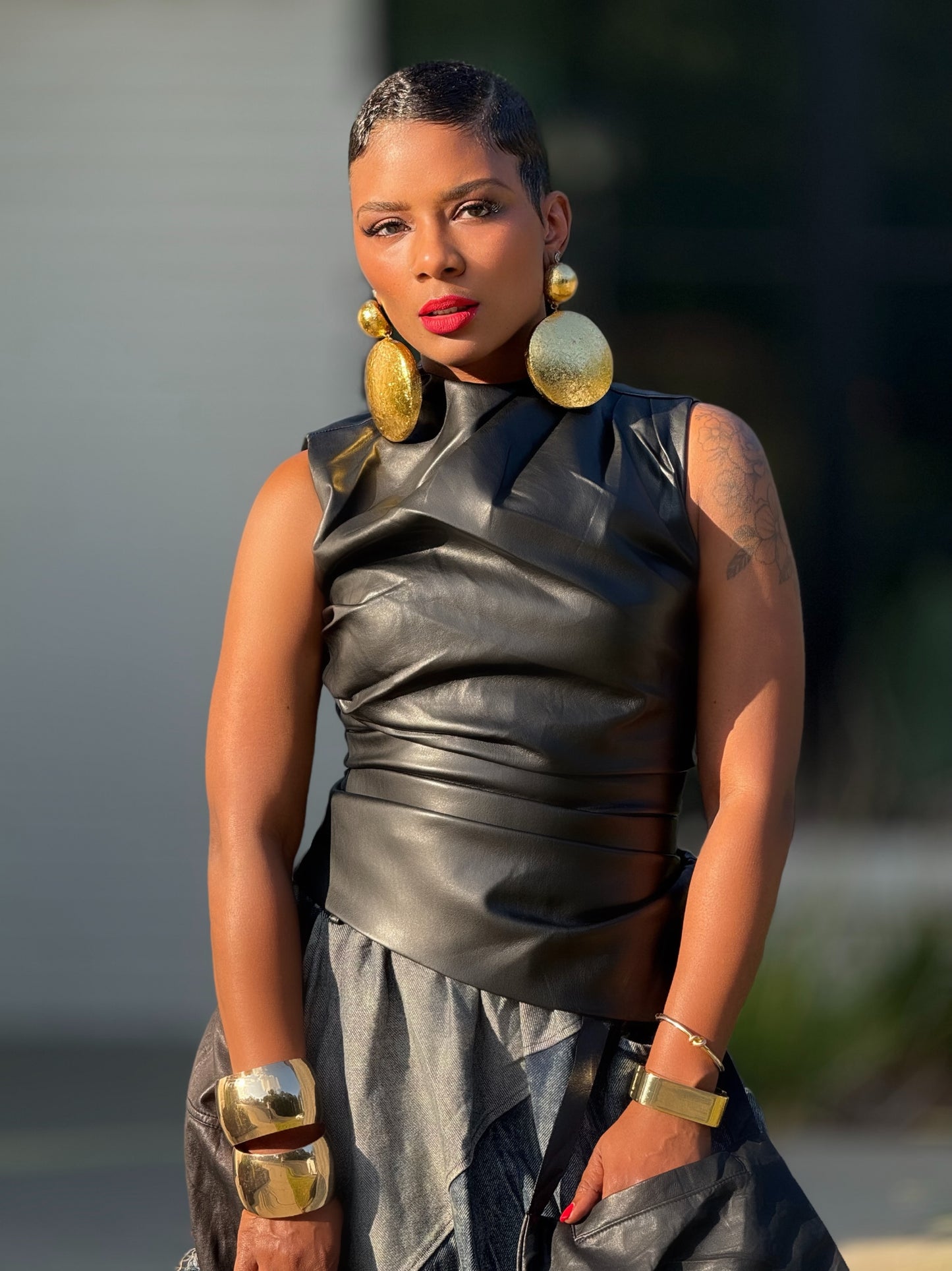 Reign Black Vegan Leather Top (Available in XL)