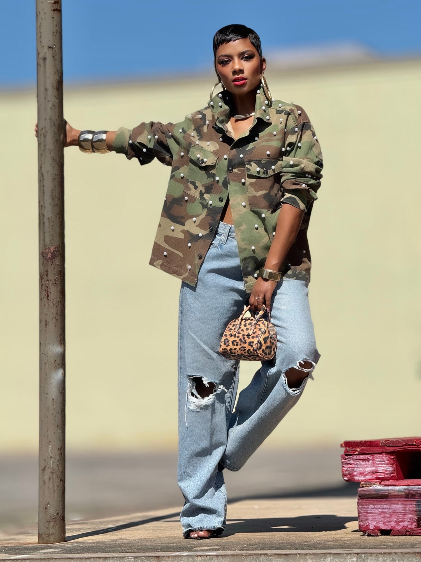Hampstead Embellished Utility Shirt (Available in 3XL)