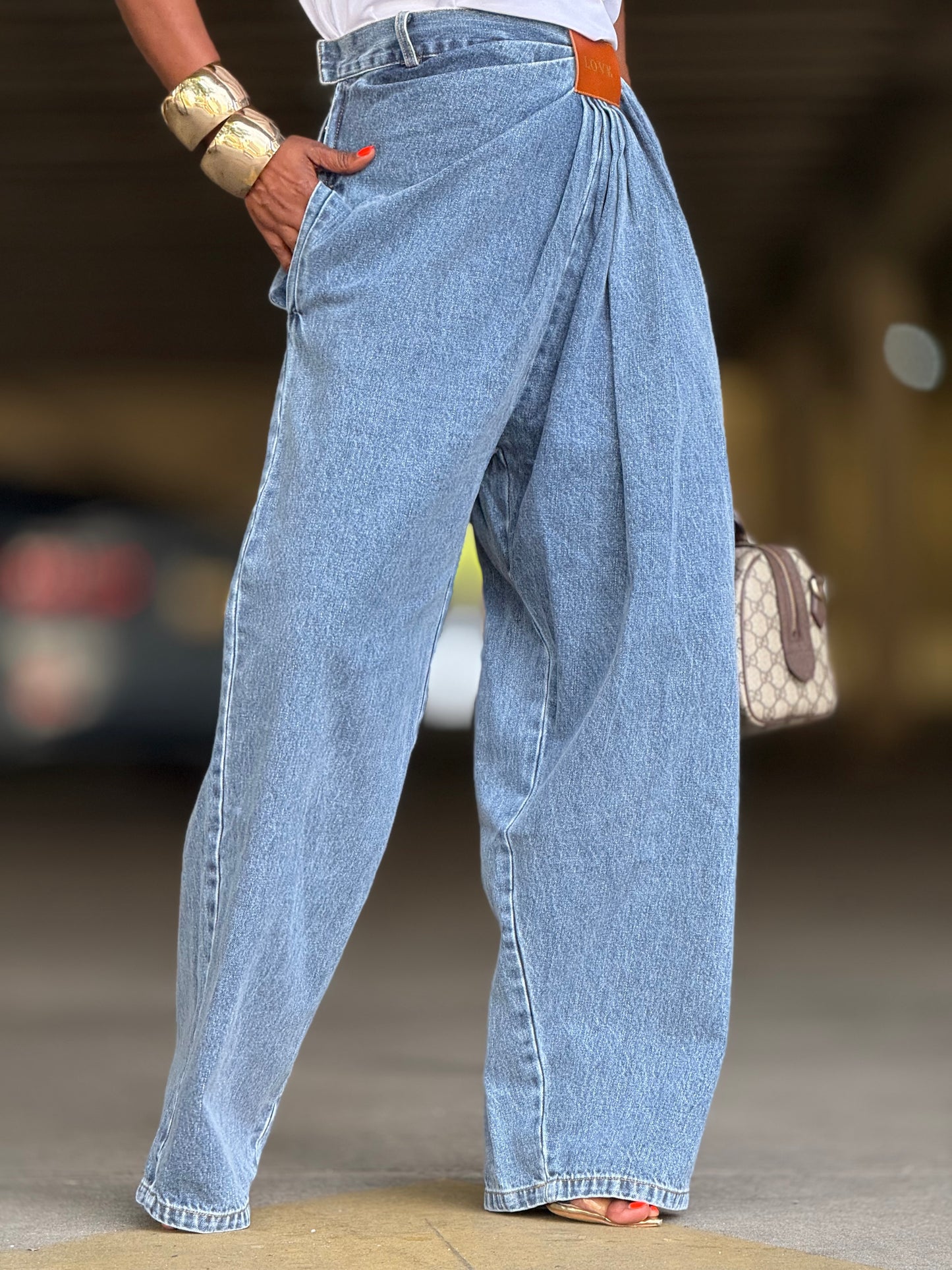 YAS Wrap Layered Denim (Available in XXL)