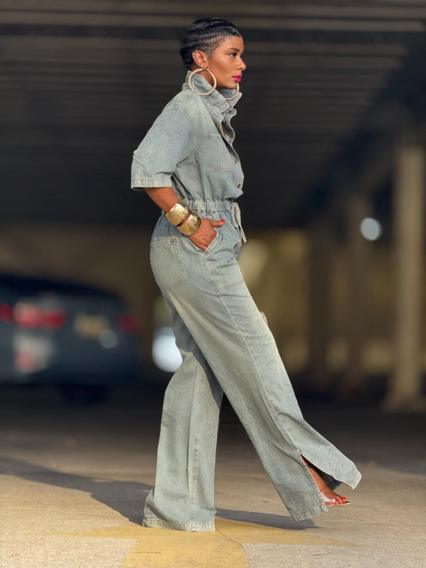Denim NYFW Jumpsuit (Available in 3X)