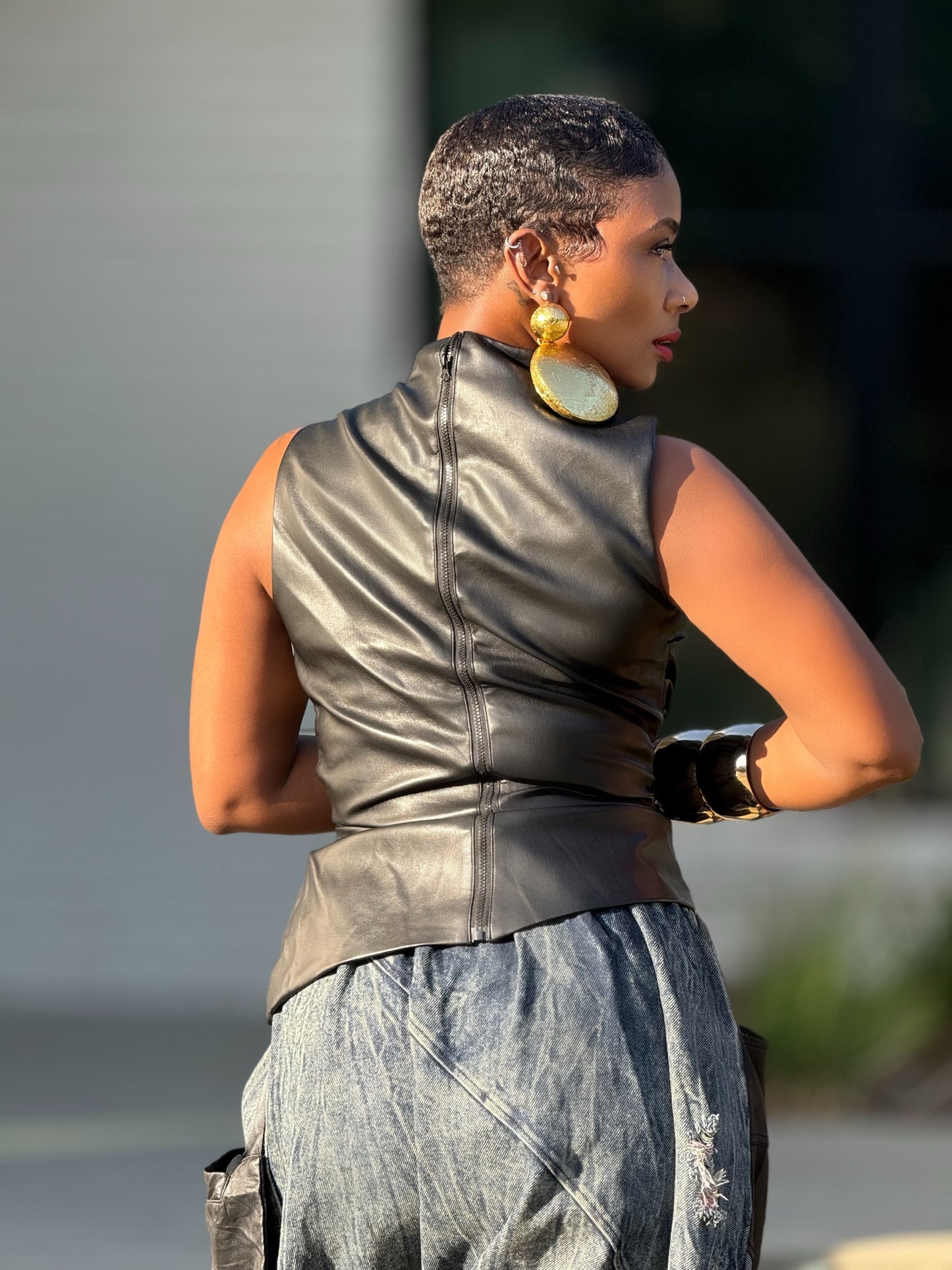 Reign Black Vegan Leather Top (Available in XL)