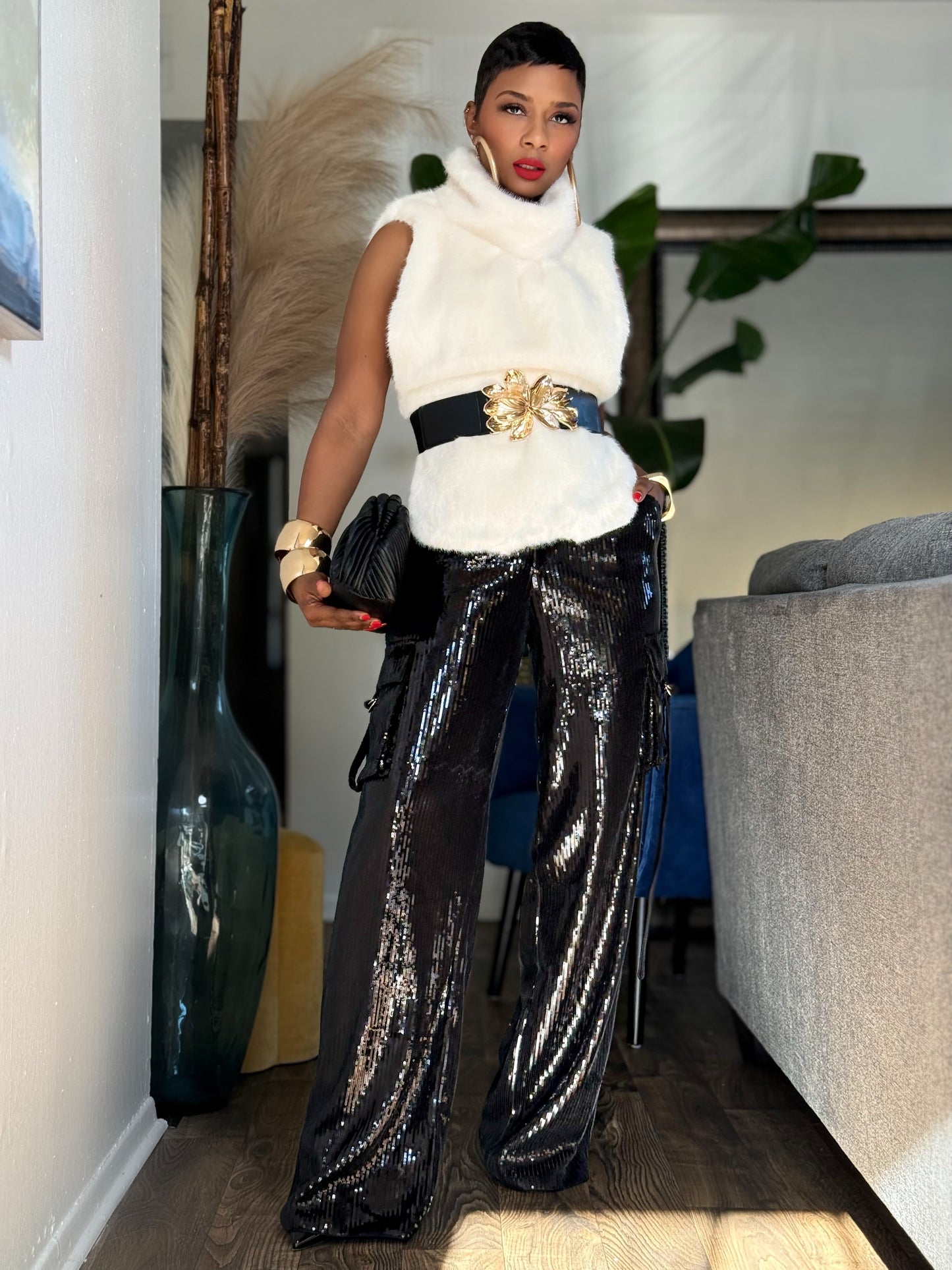 Tia Cream Fur Vest (Available in 3X)