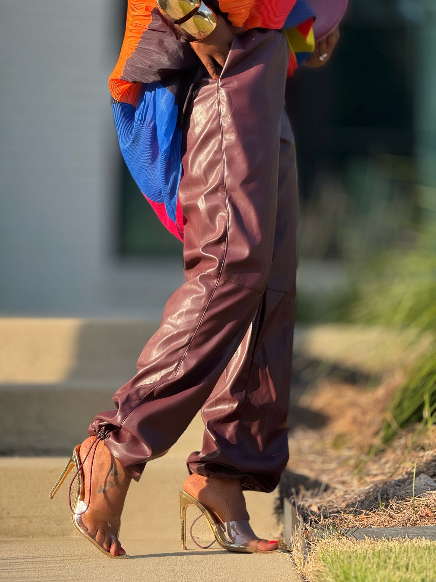 Barnet Wine Vegan Leather Pant (Available in 3X)