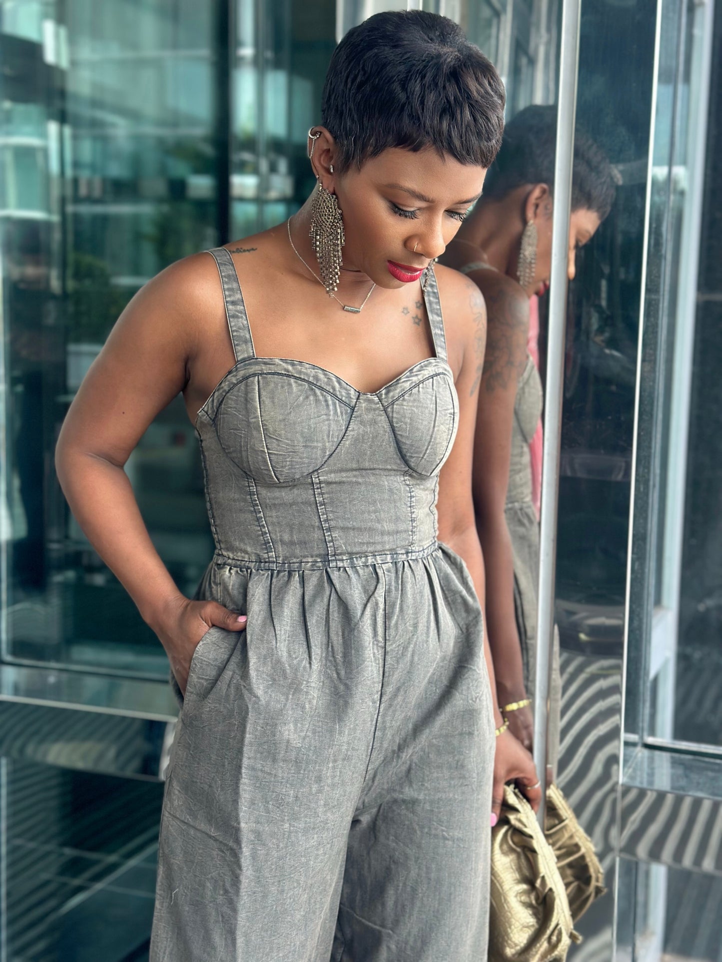 Chambray Jumpsuit (XL Available)