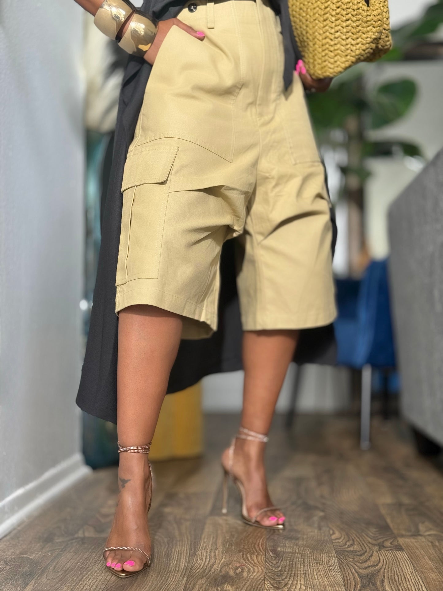 Jade Black Utility Shorts