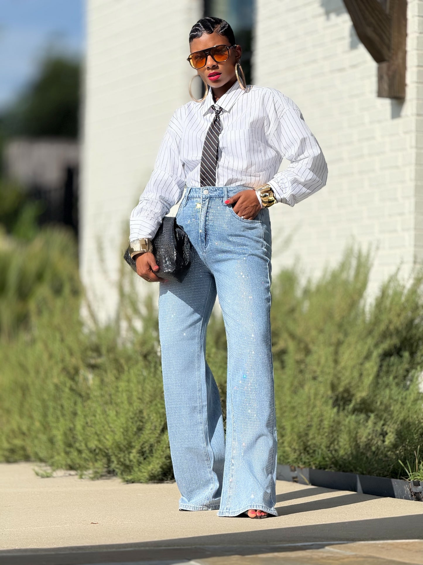 Cherlise Neck Tie Shirt (Available in 3X)