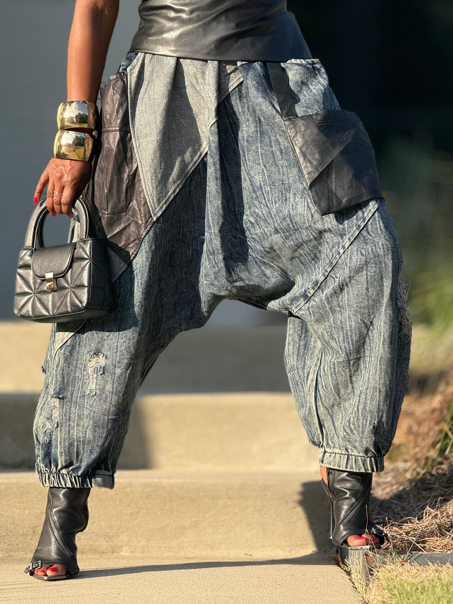Dion Leather Harem Denim (One size up to 14)