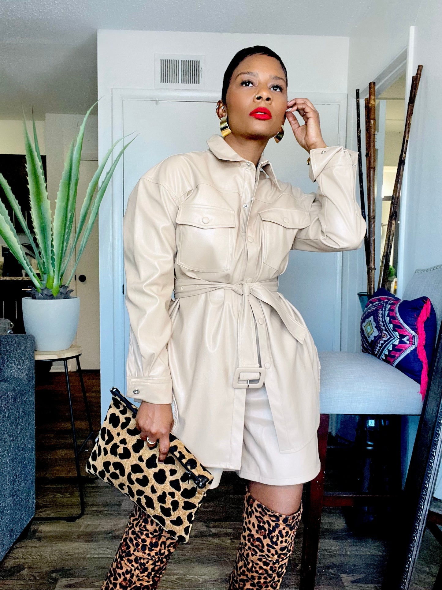 Faux Leather Tan Shacket