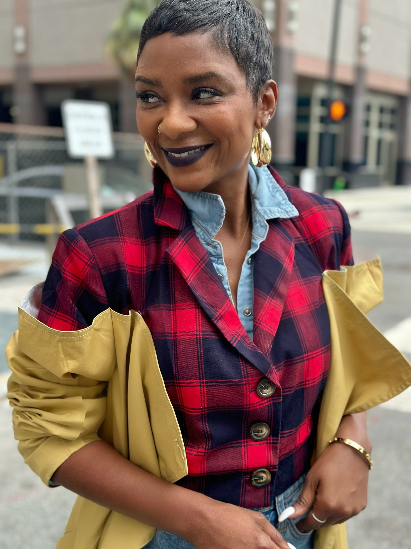 Plaid Trench/Maxi Dress