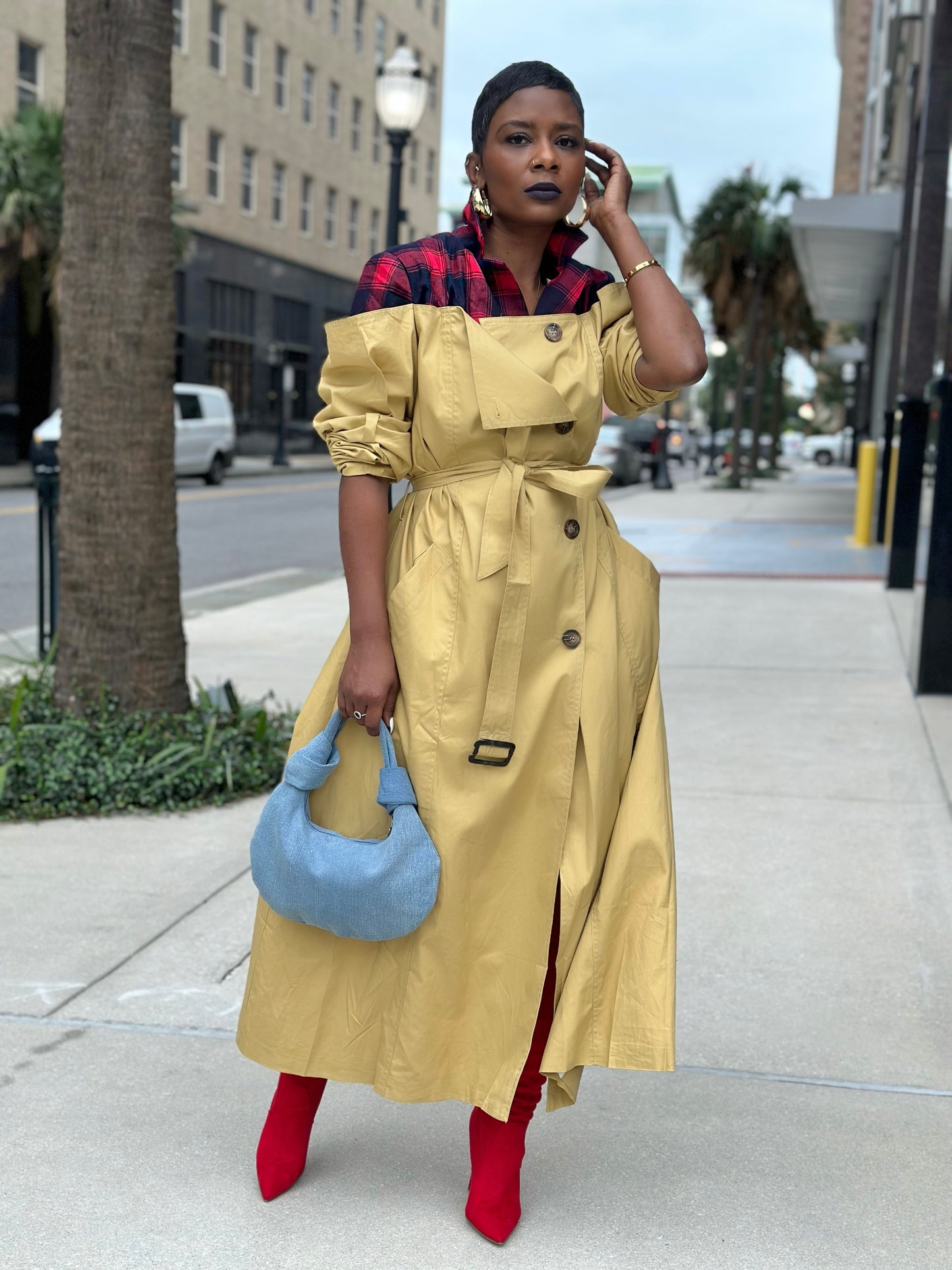 Plaid Trench/Maxi Dress