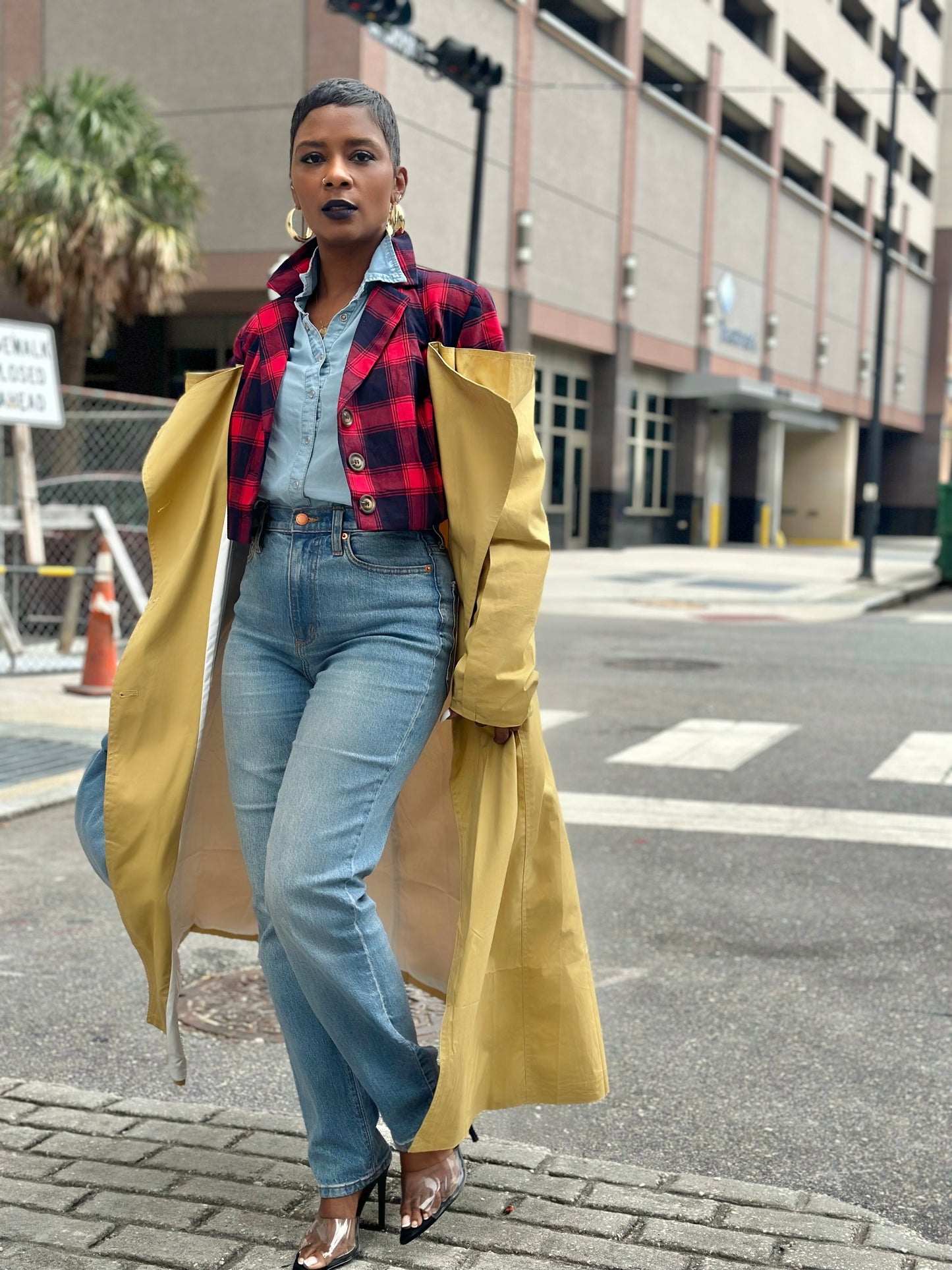 Plaid Trench/Maxi Dress