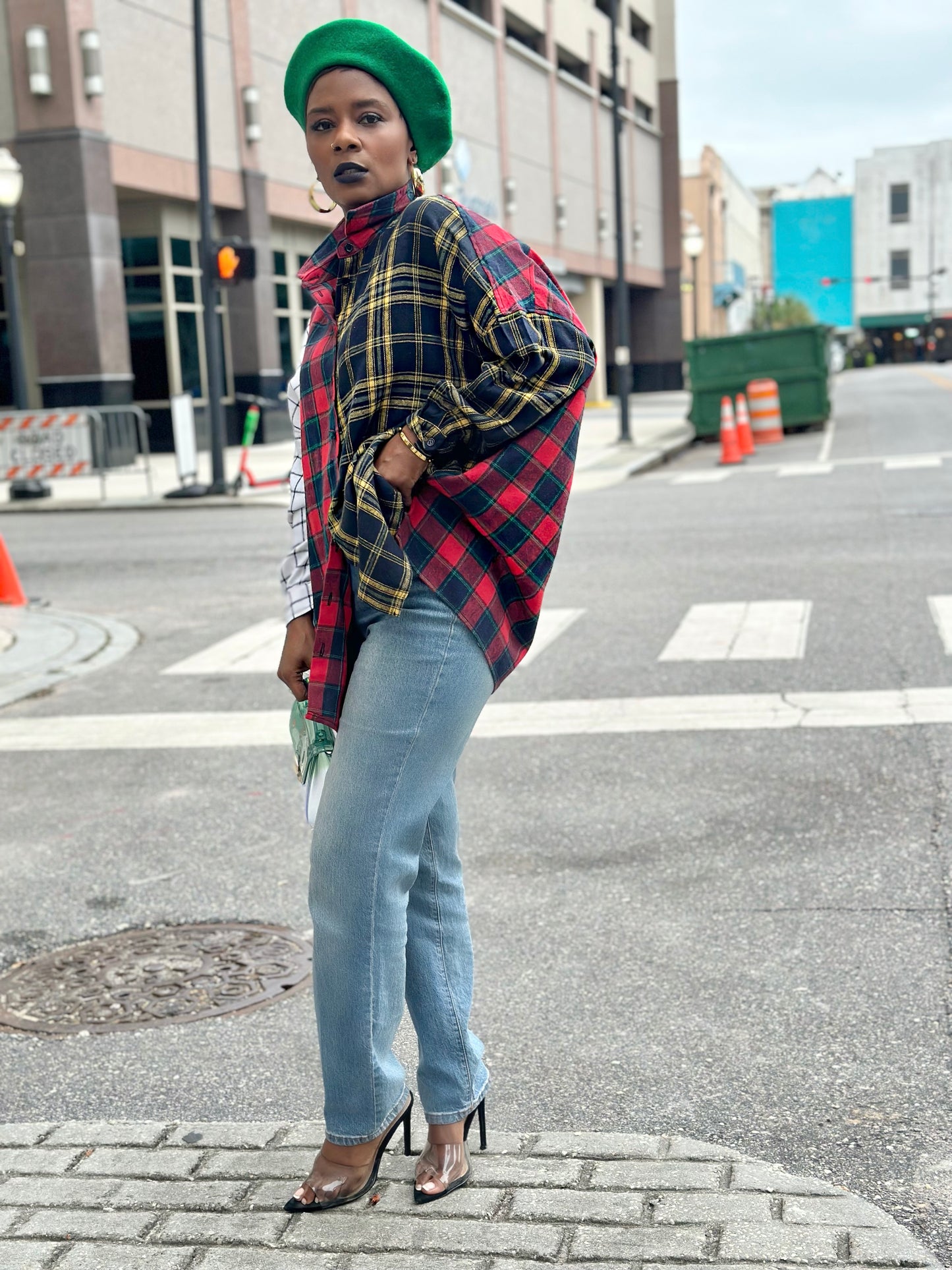 Color Block Plaid Shirt
