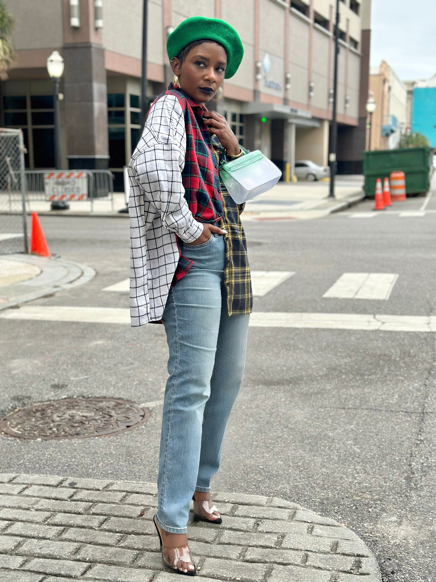 Color Block Plaid Shirt