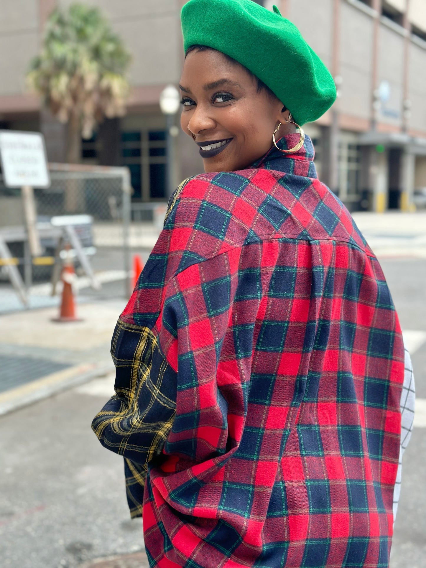 Color Block Plaid Shirt