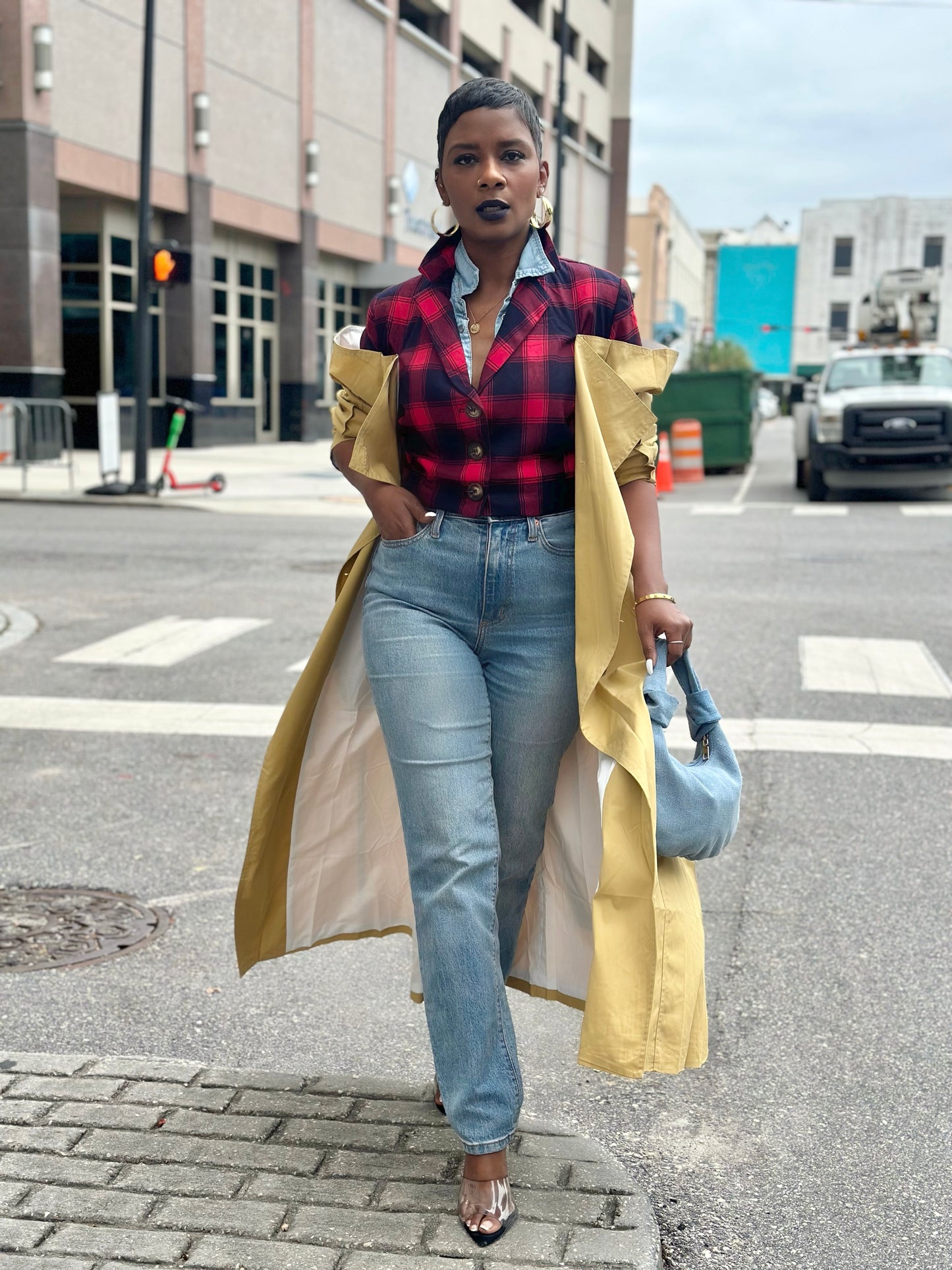 Plaid Trench/Maxi Dress