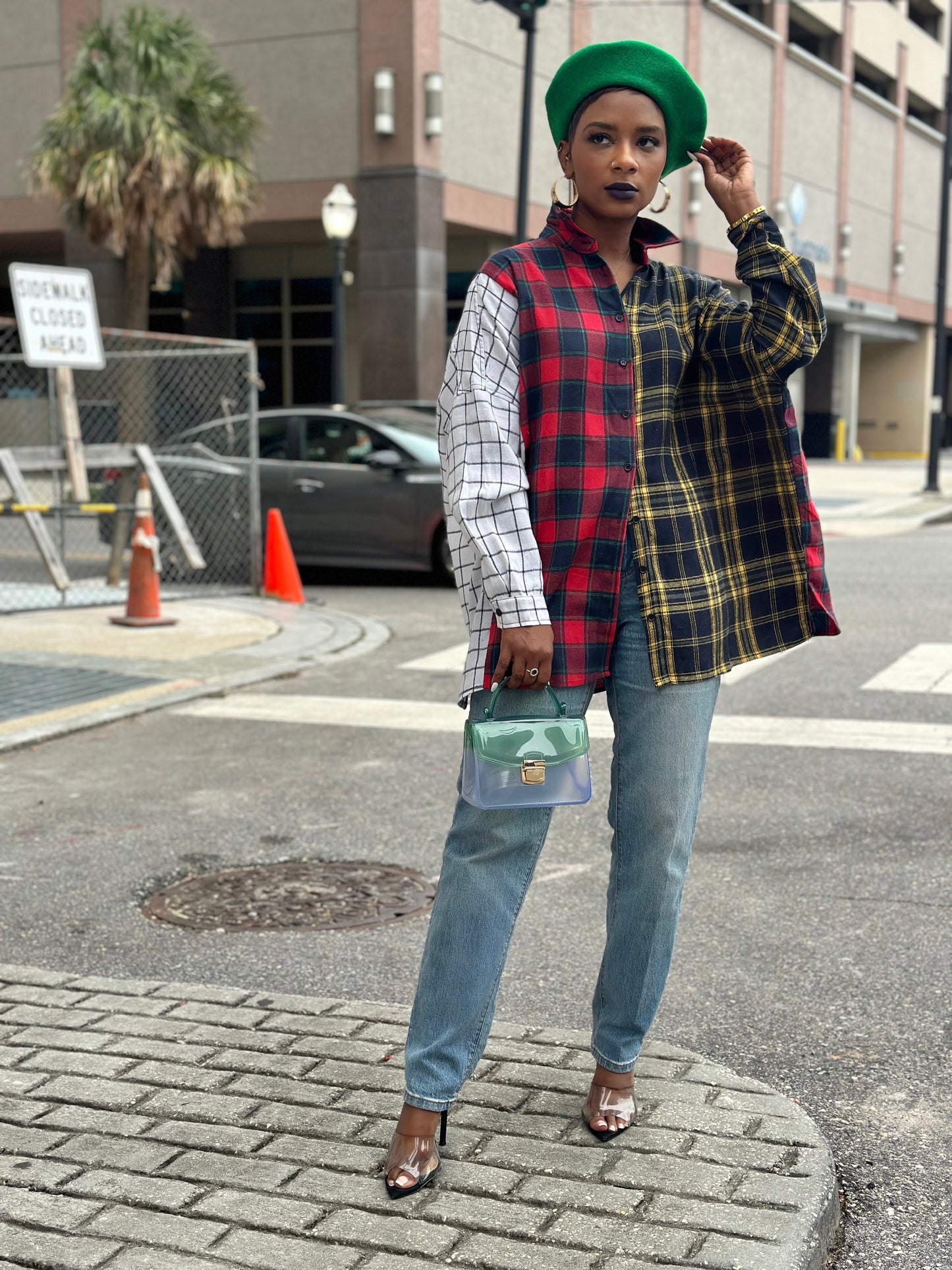 Color Block Plaid Shirt