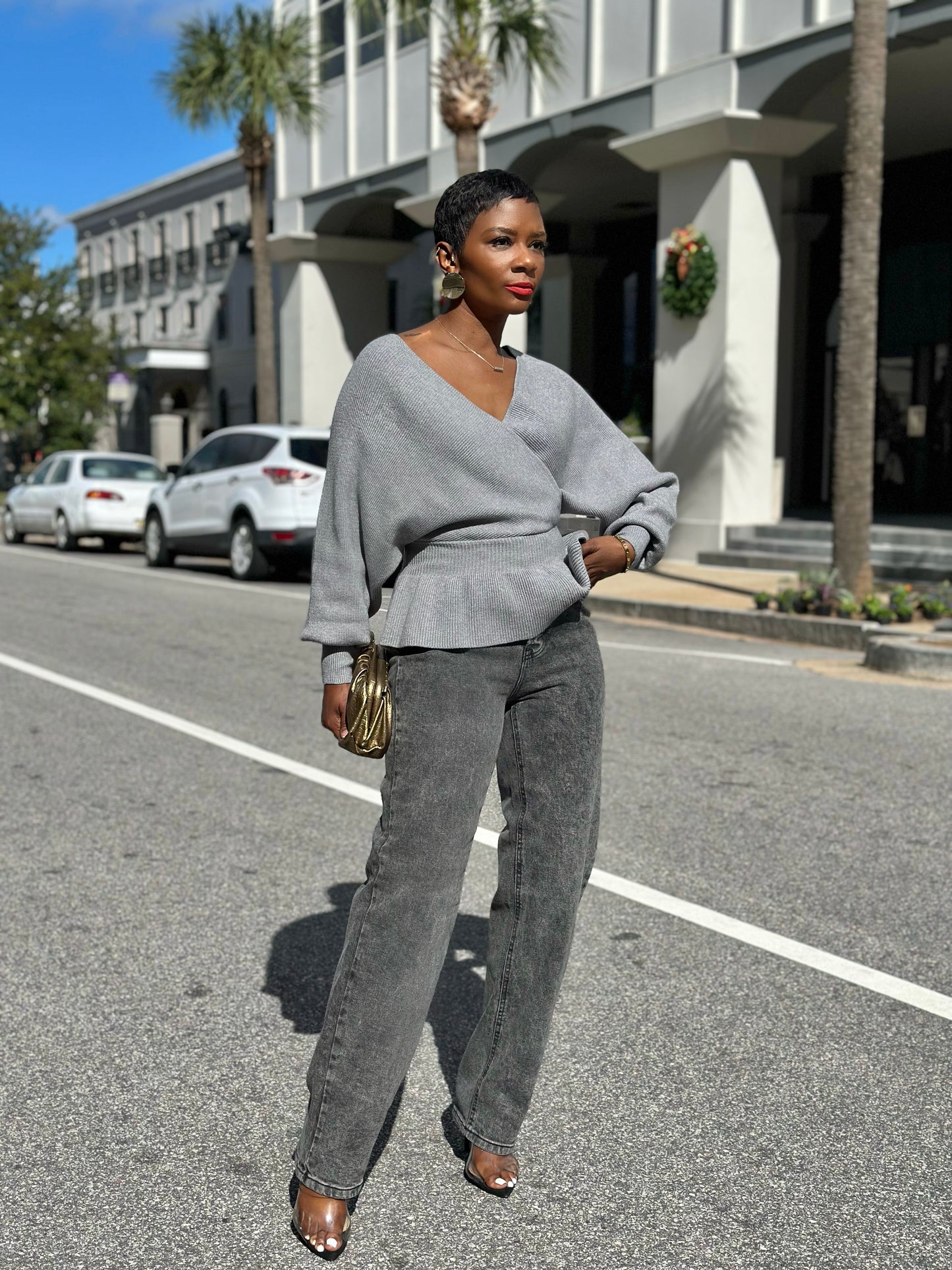 Grey Peplum Sweater