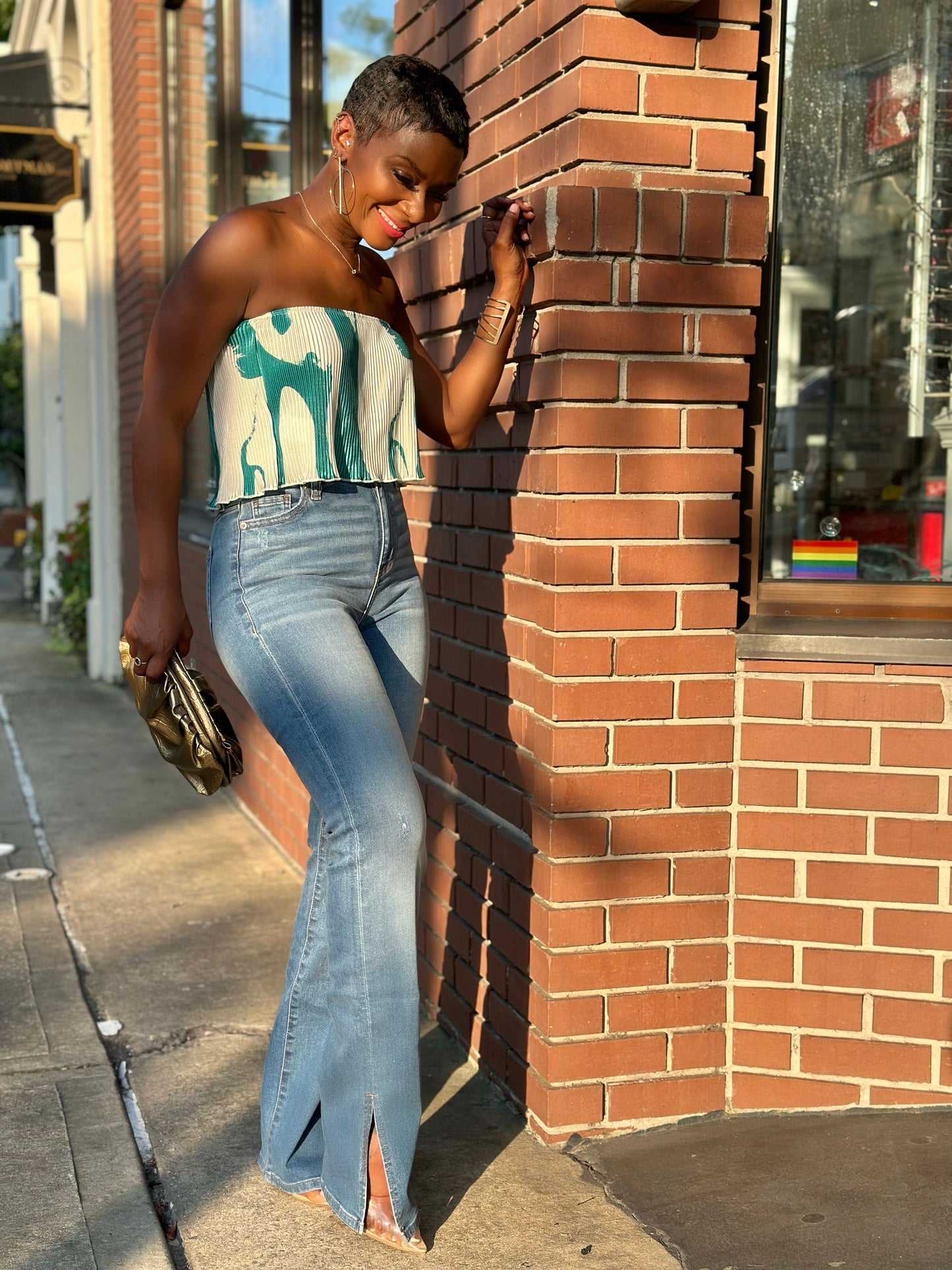 Strapless Green Top