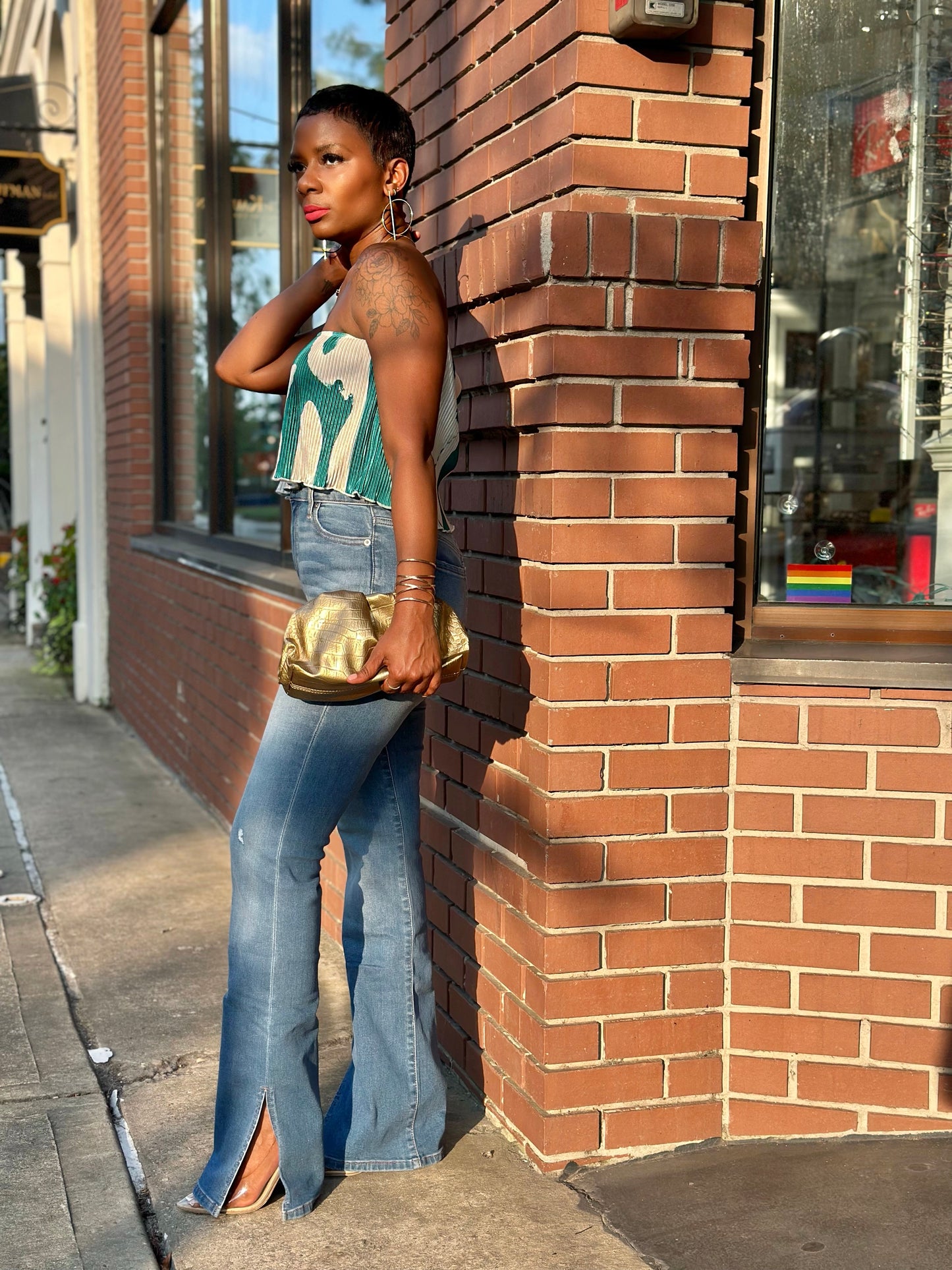 Strapless Green Top