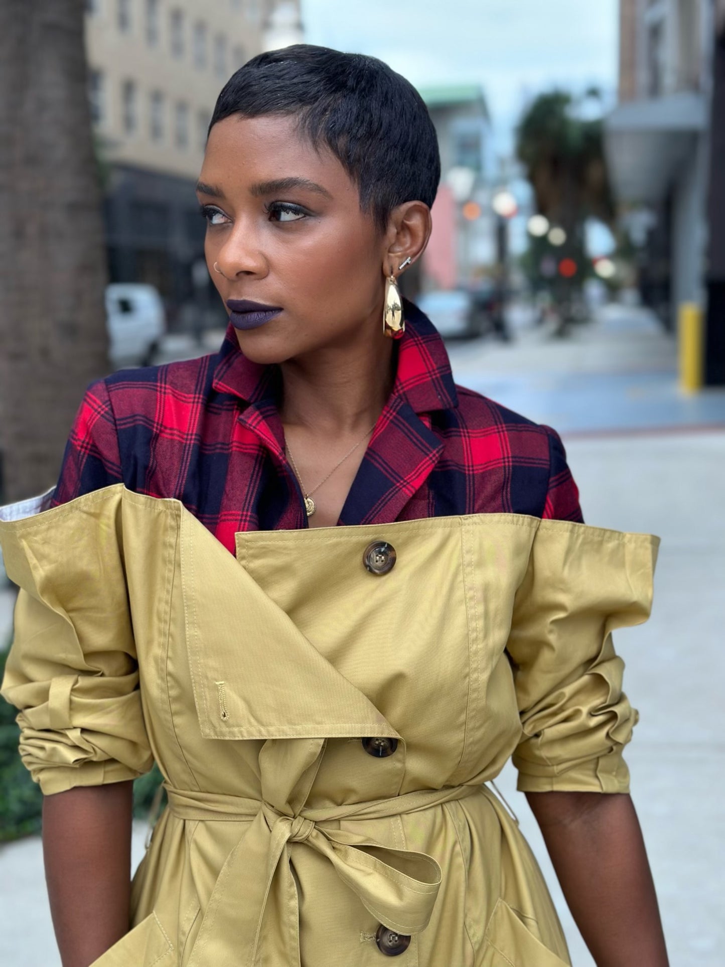 Plaid Trench/Maxi Dress