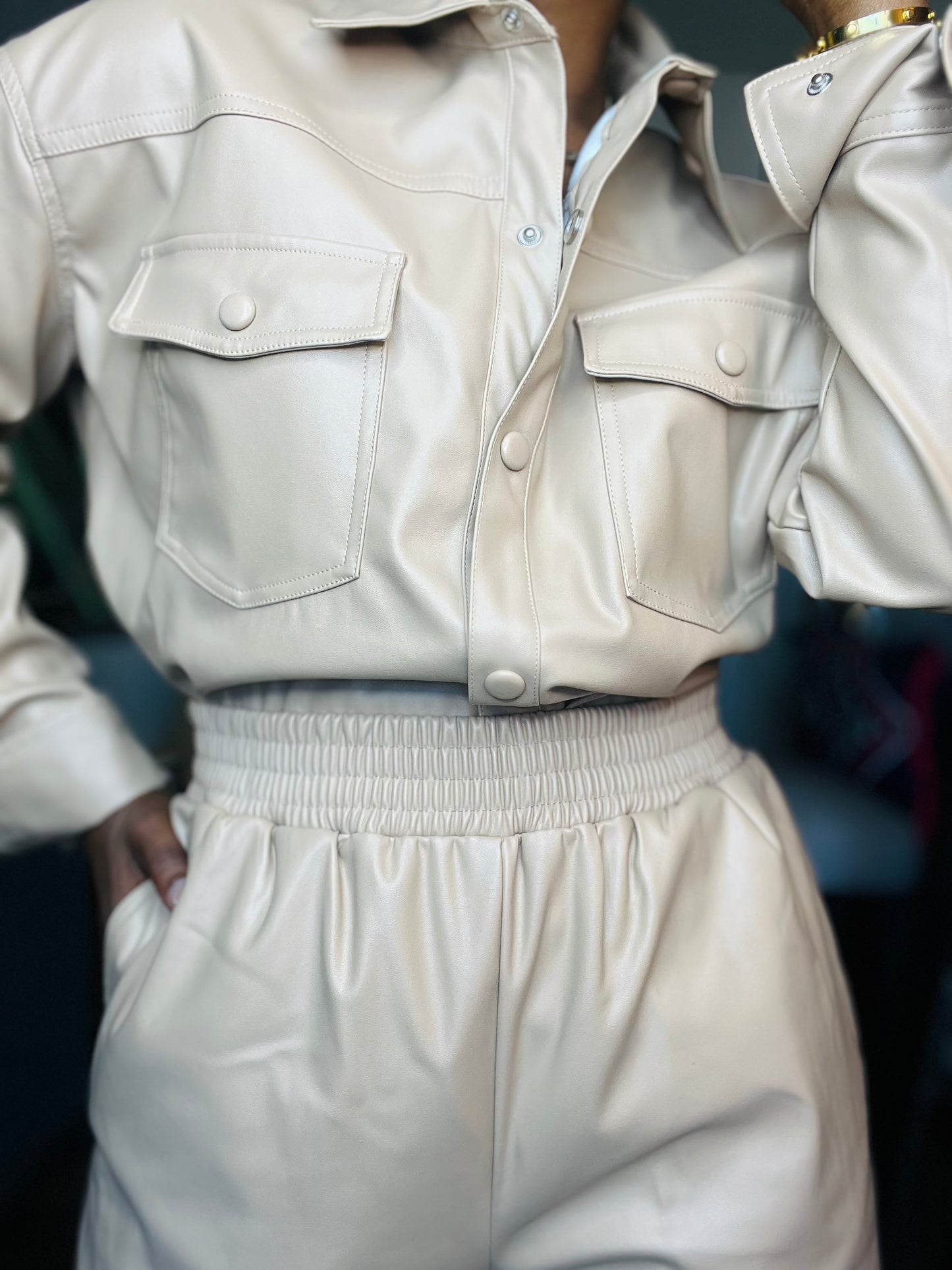 Faux Leather Tan Shorts