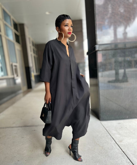 Black Ola Jumpsuit (One size up to 14)