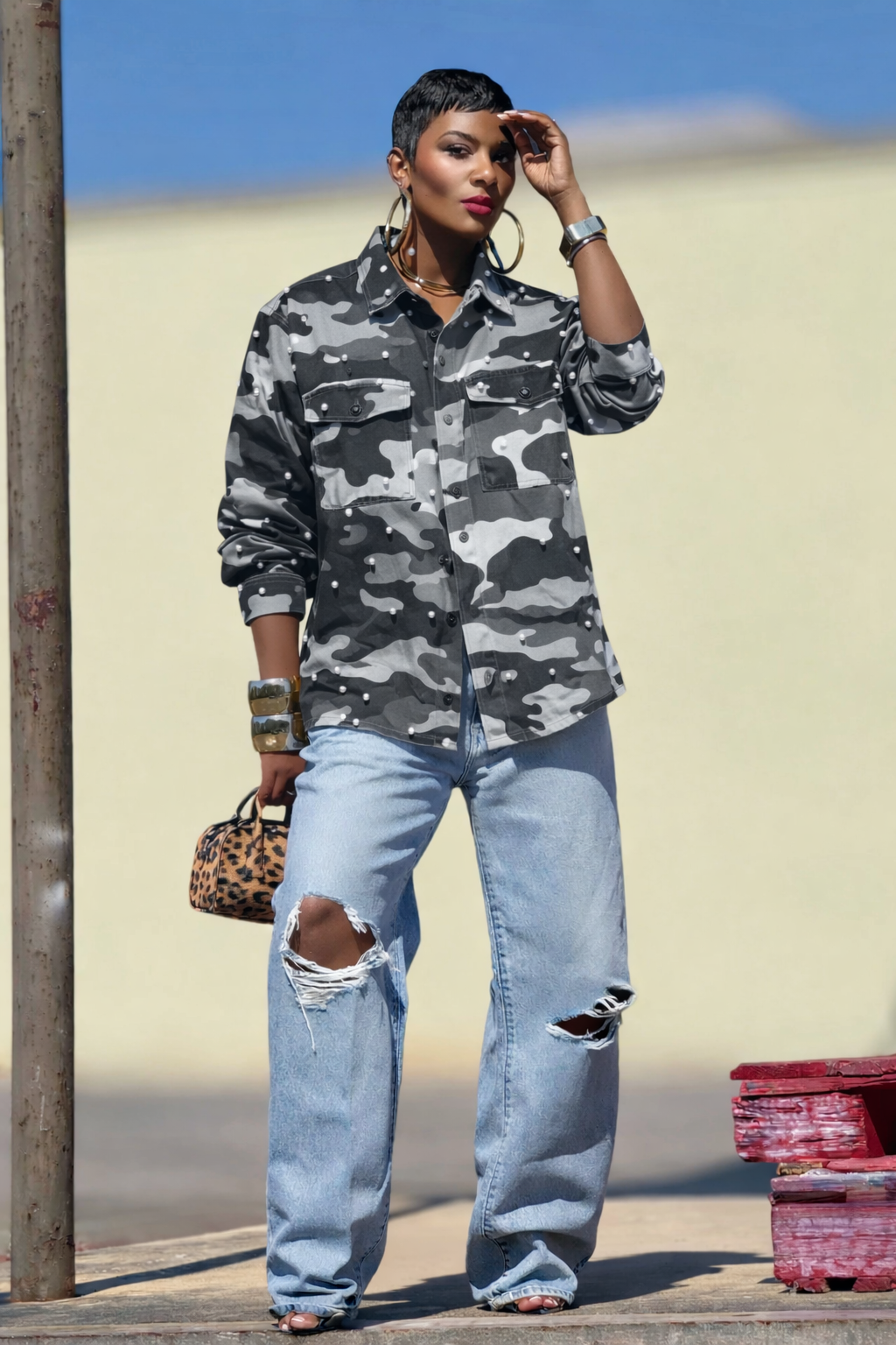 B|W Hampstead Embellished Utility Shirt (Available in 2XL)