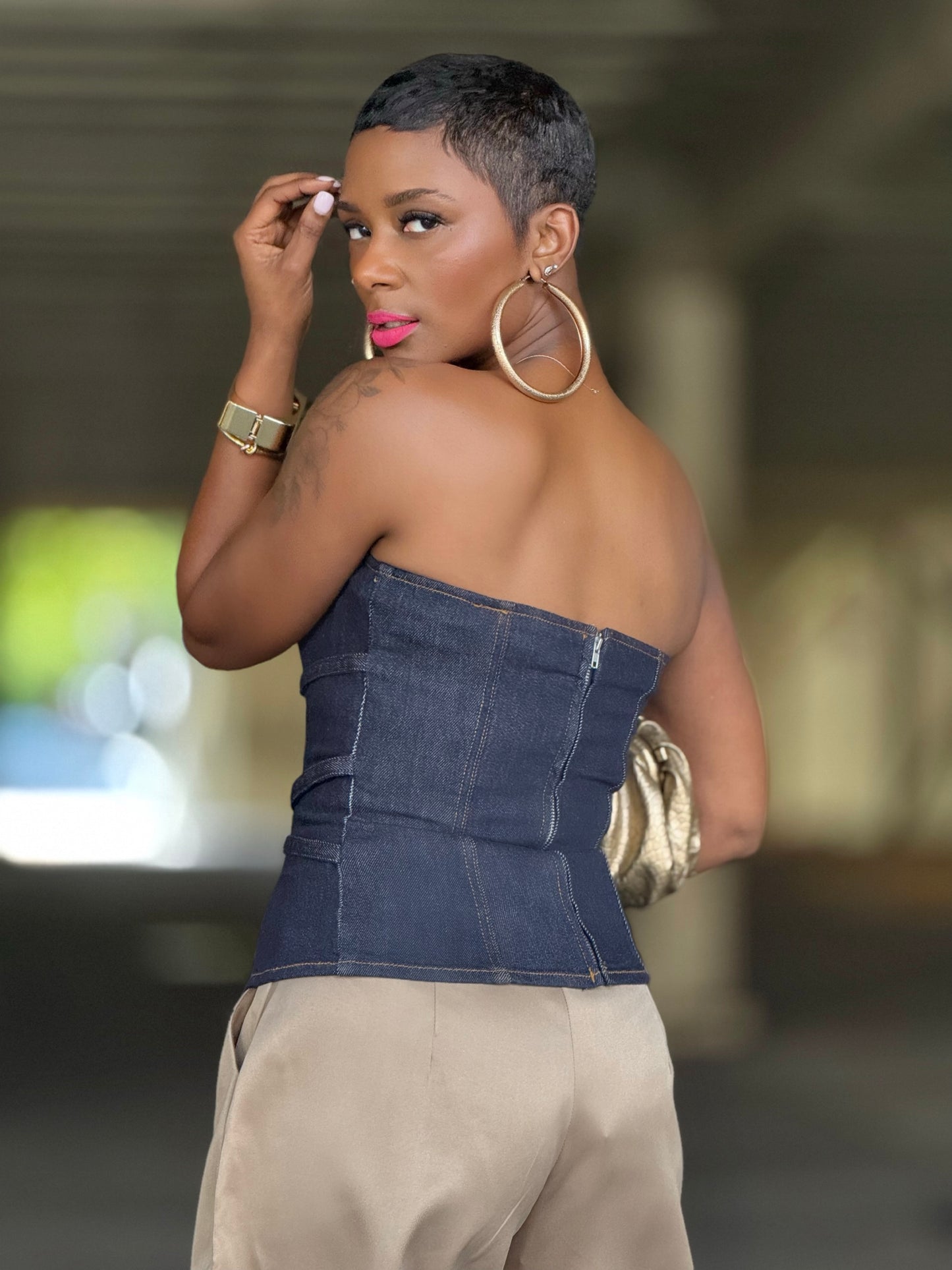 Thalia Denim Bustier (Available in XL)