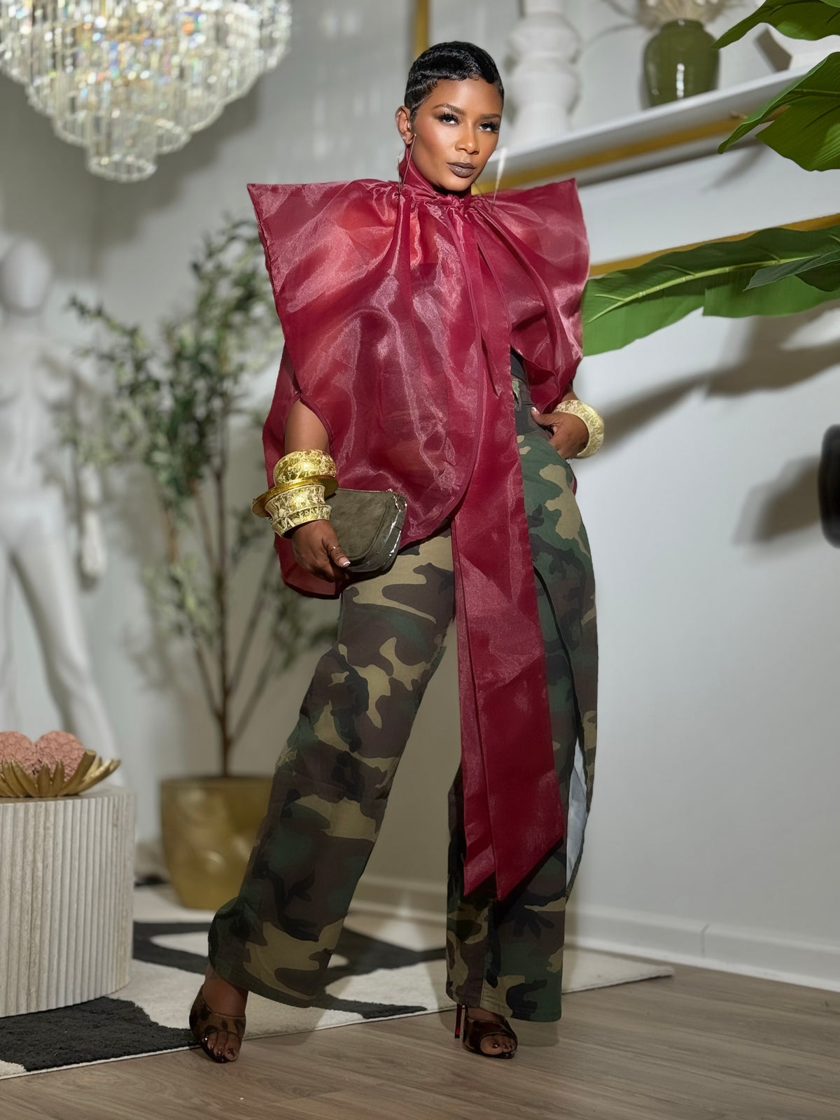 YAS EDIT Wine Enchanté Blouse (Available in XXL)