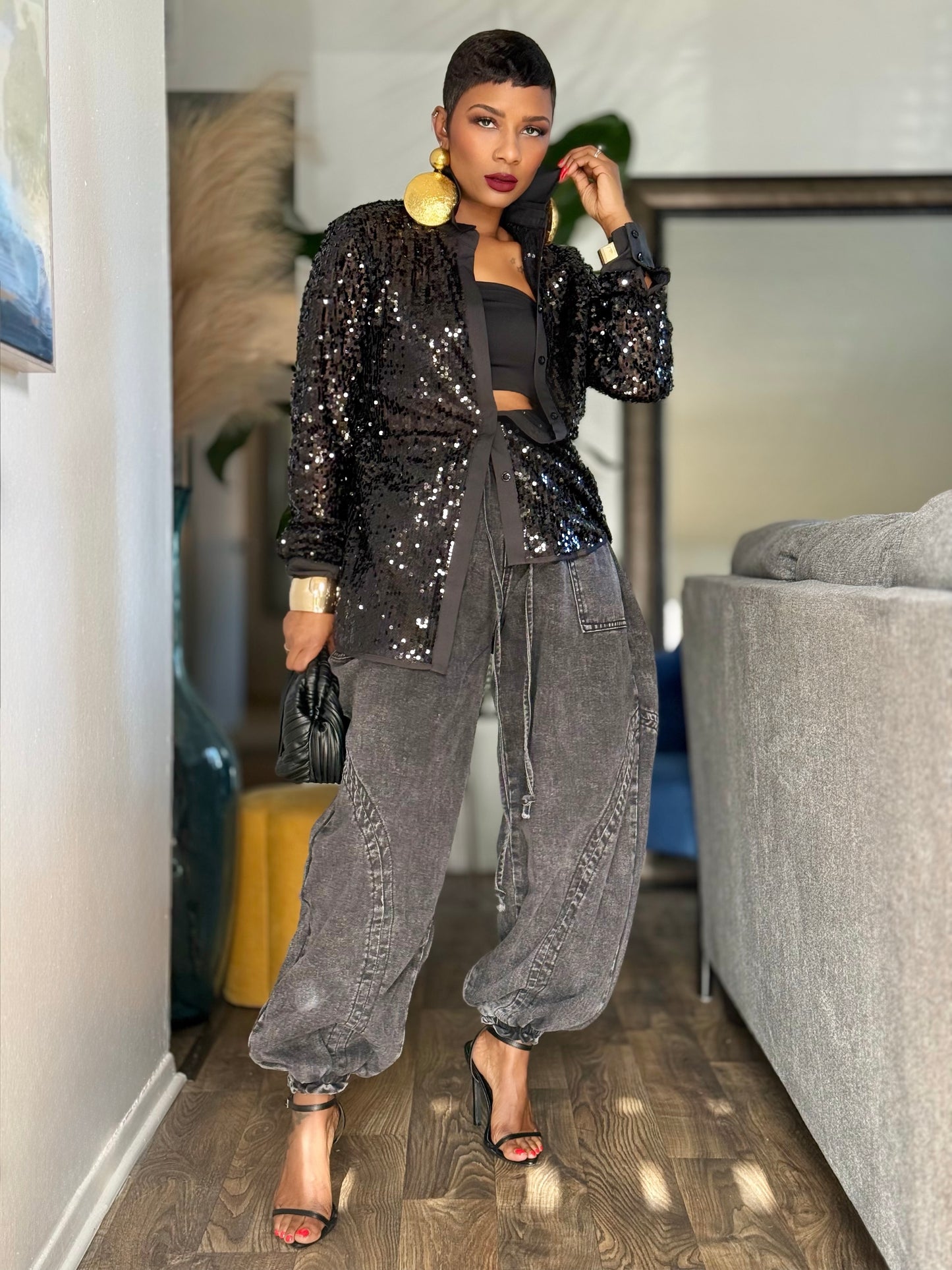 Ghent Black Sequin Top (Available in XL)