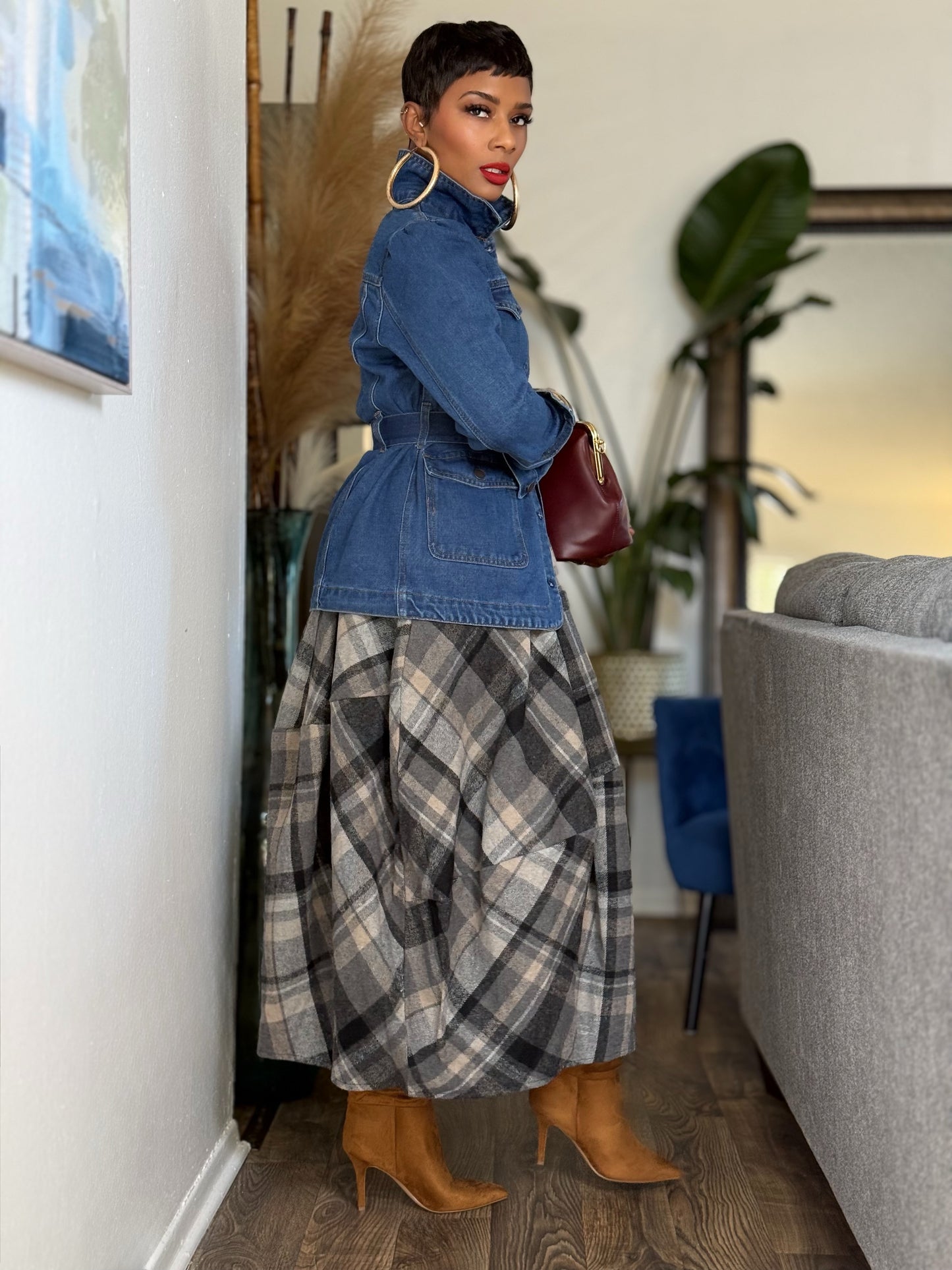 Paris Maxi Plaid Skirt (One size up to 14)