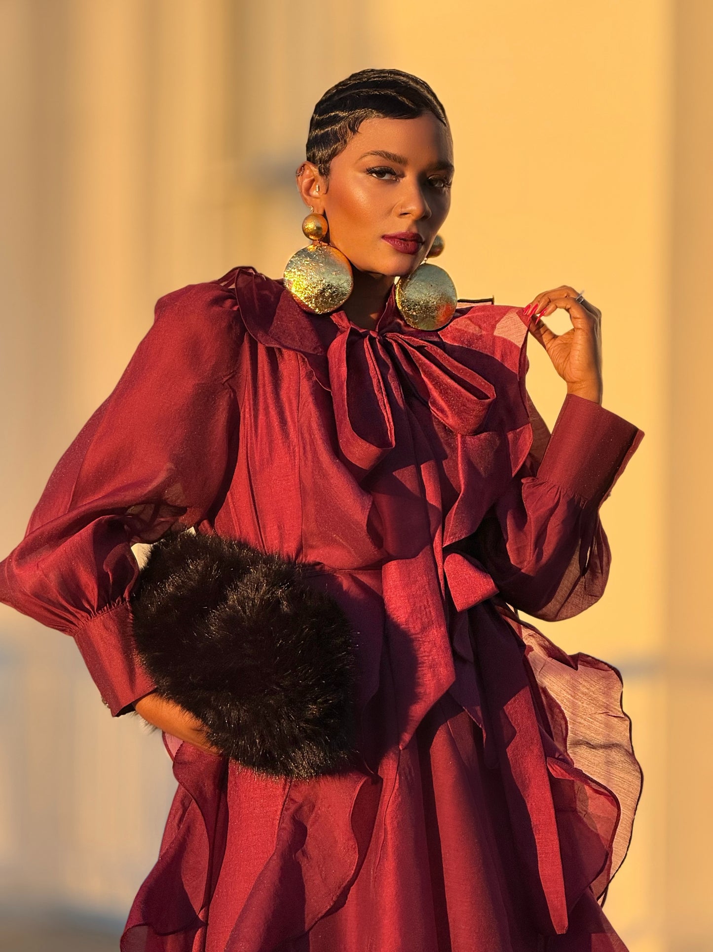 YAS EDIT Bordeaux Mulberry Dress (Available in XXL)