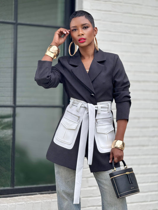 YAS EDIT Black Color Block Summit Blazer (Available in XL)
