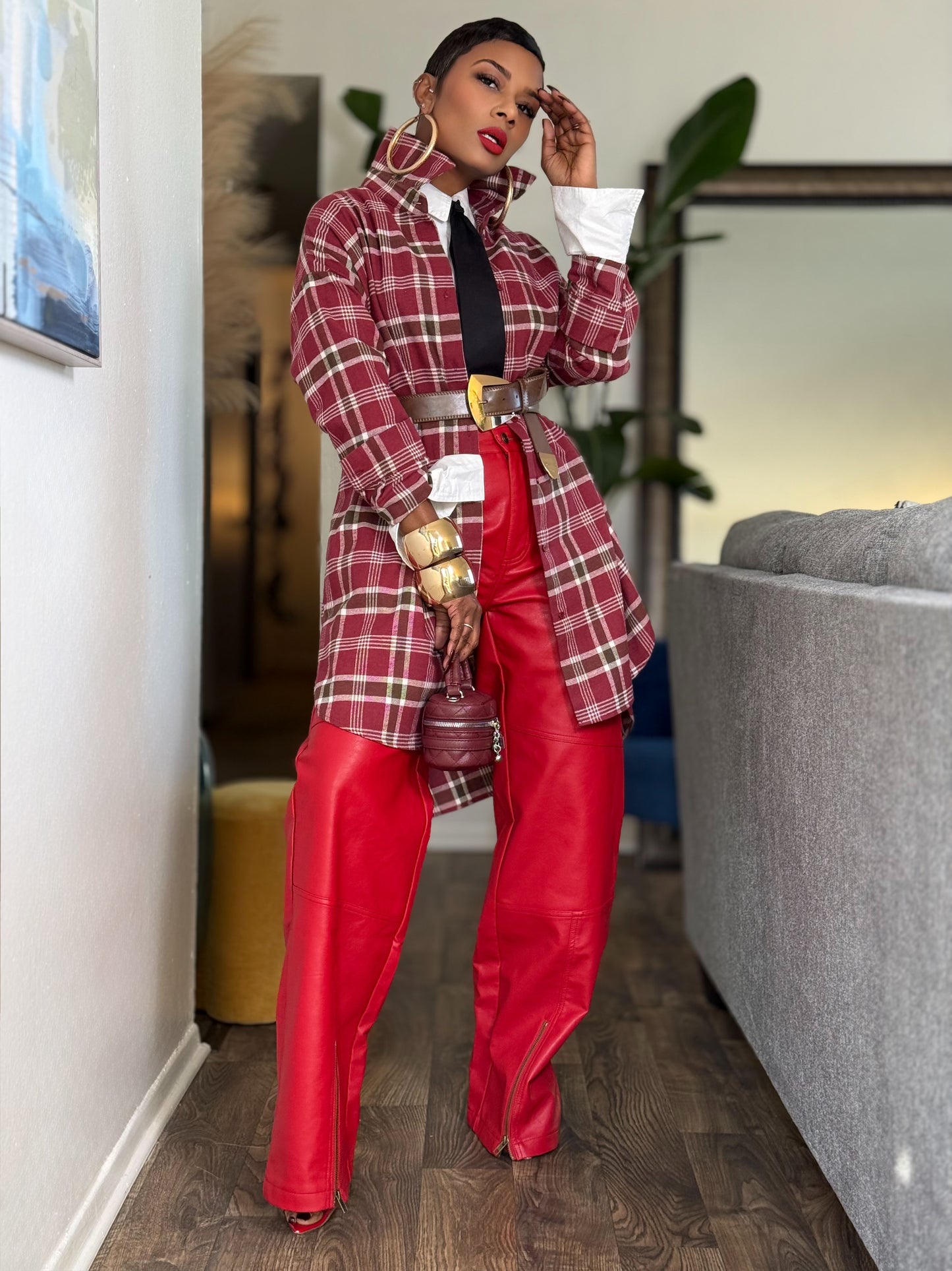 Red Vegan Leather Pant (Available in 2X)