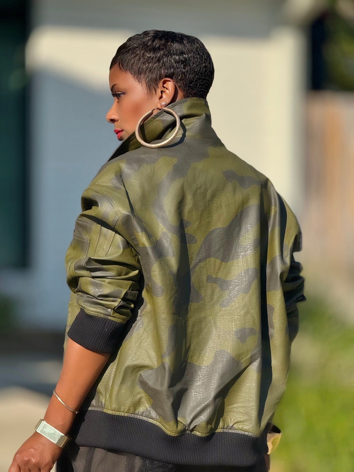 Hackney Vegan Leather Bomber Jacket (Available in 2X)